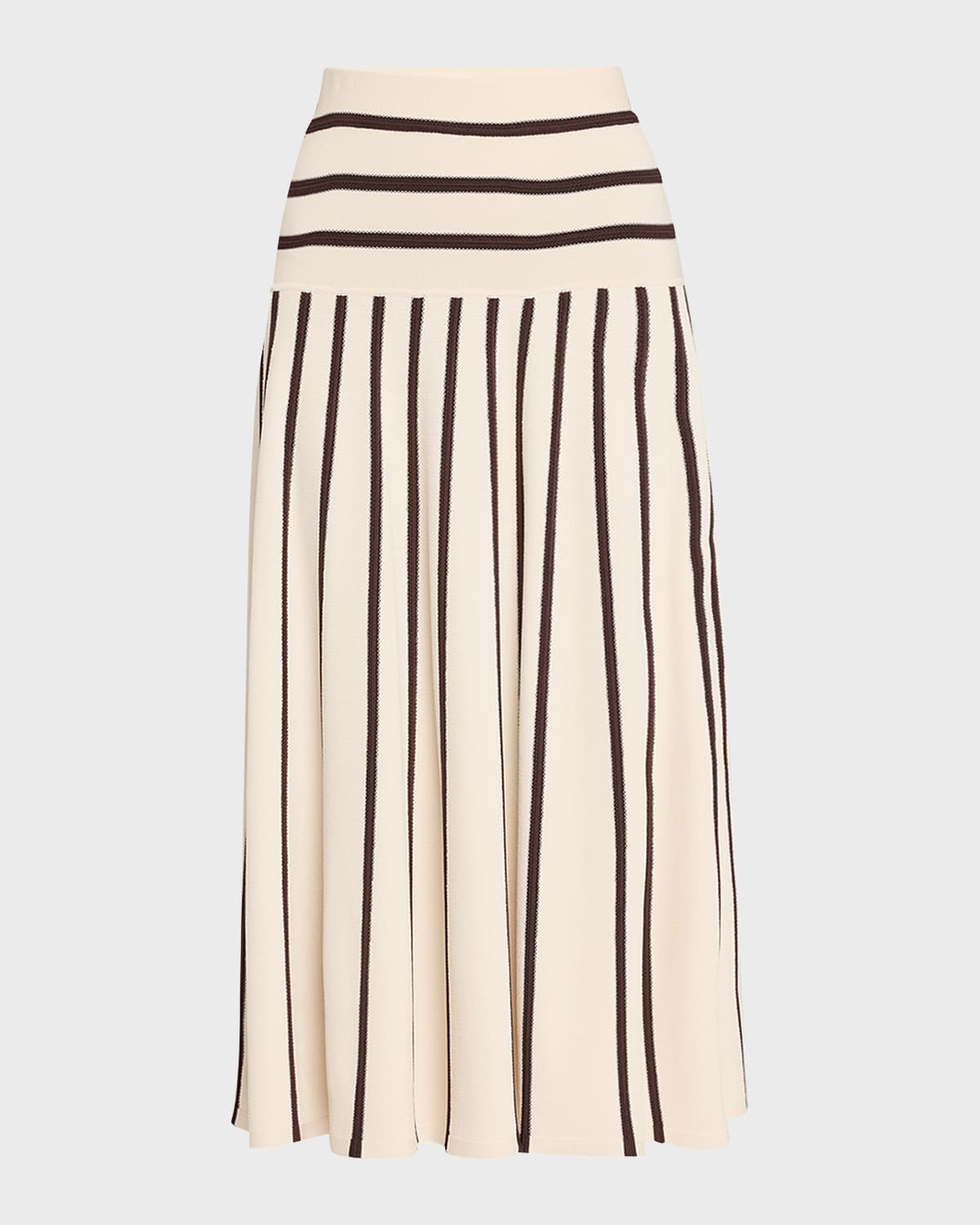 Shop Zimmermann Illuminate Stripe Midi Skirt In Creamchocolate