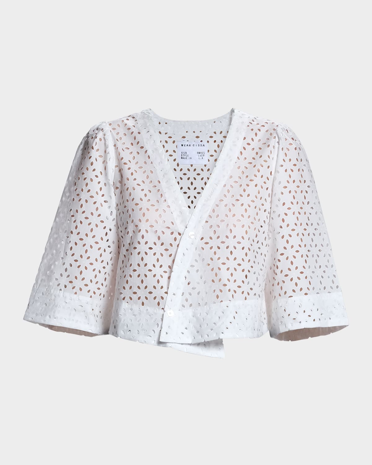 The Lady Eyelet Button-Front Wrap Top