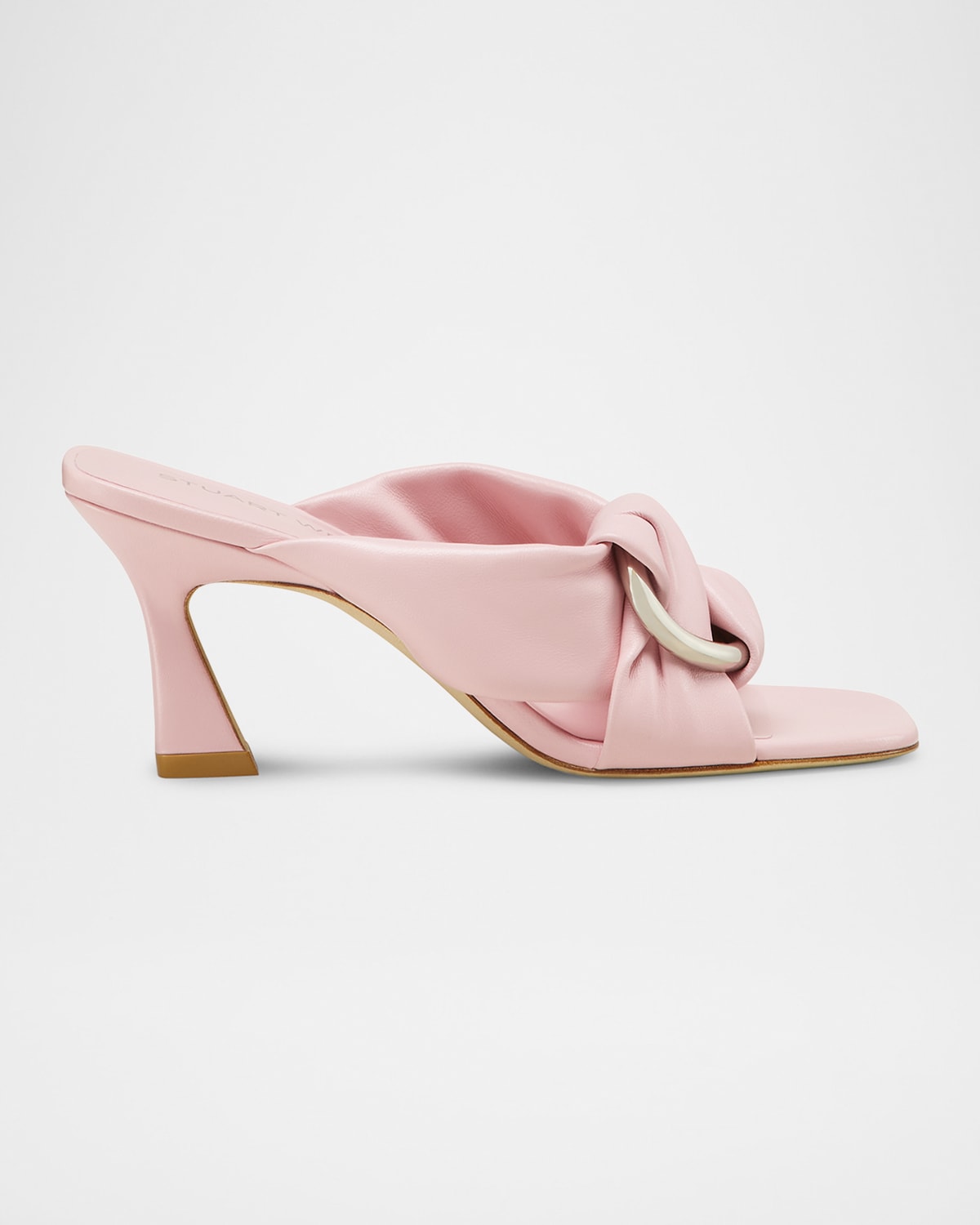 Stuart Weitzman Cece Leather Twisted Ring Slide Sandals In Pink Marshmallow