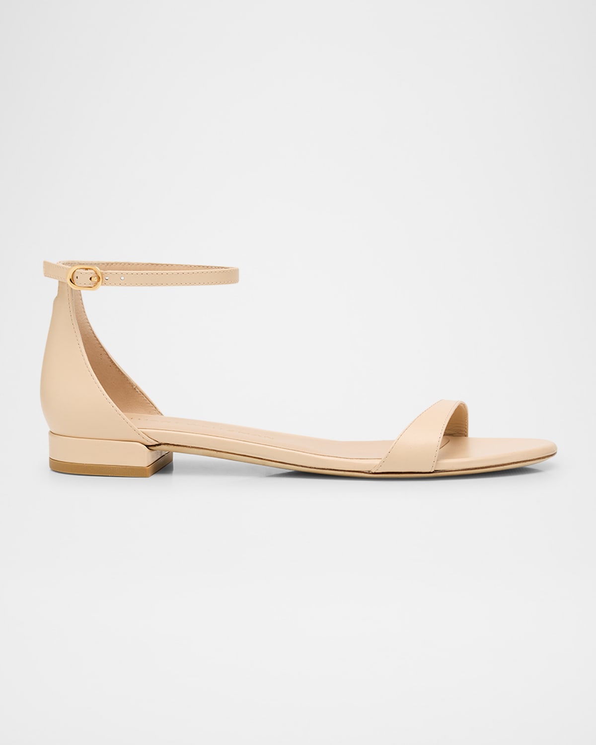 Stuart Weitzman Nudist Leather Ankle-strap Sandals In Barely Beige