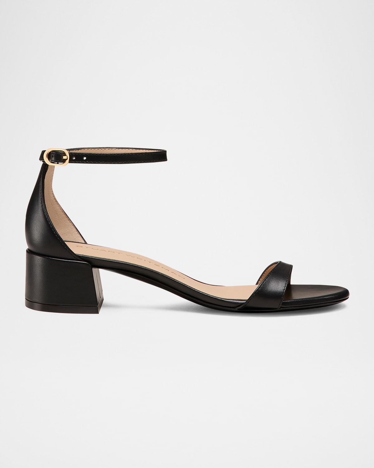 Stuart Weitzman Nudist Leather Ankle-strap Sandals In Black