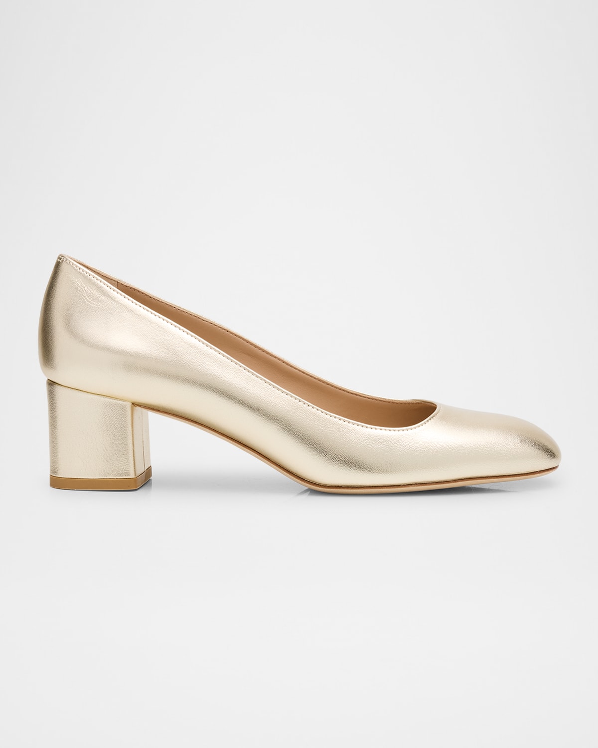 Stuart Weitzman Maeve Metallic Block-heel Pumps In Light Gold