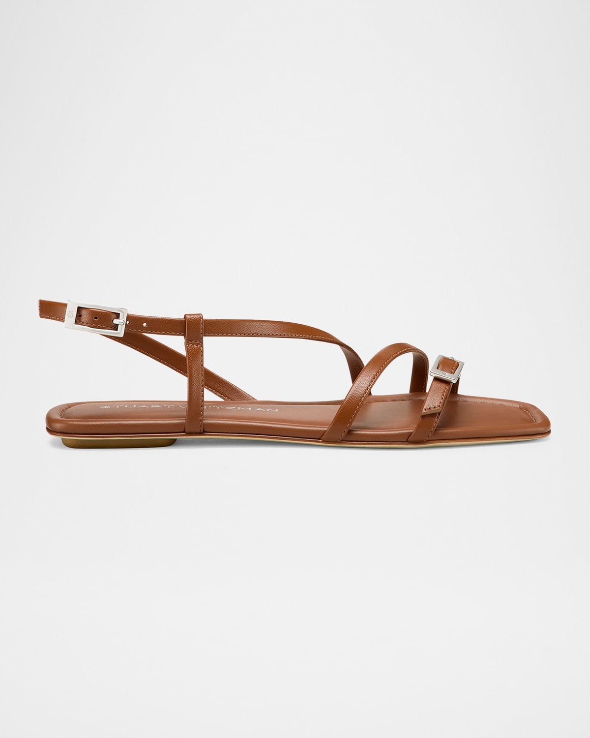 Stuart Weitzman Georgie Leather Strappy Flat Sandals