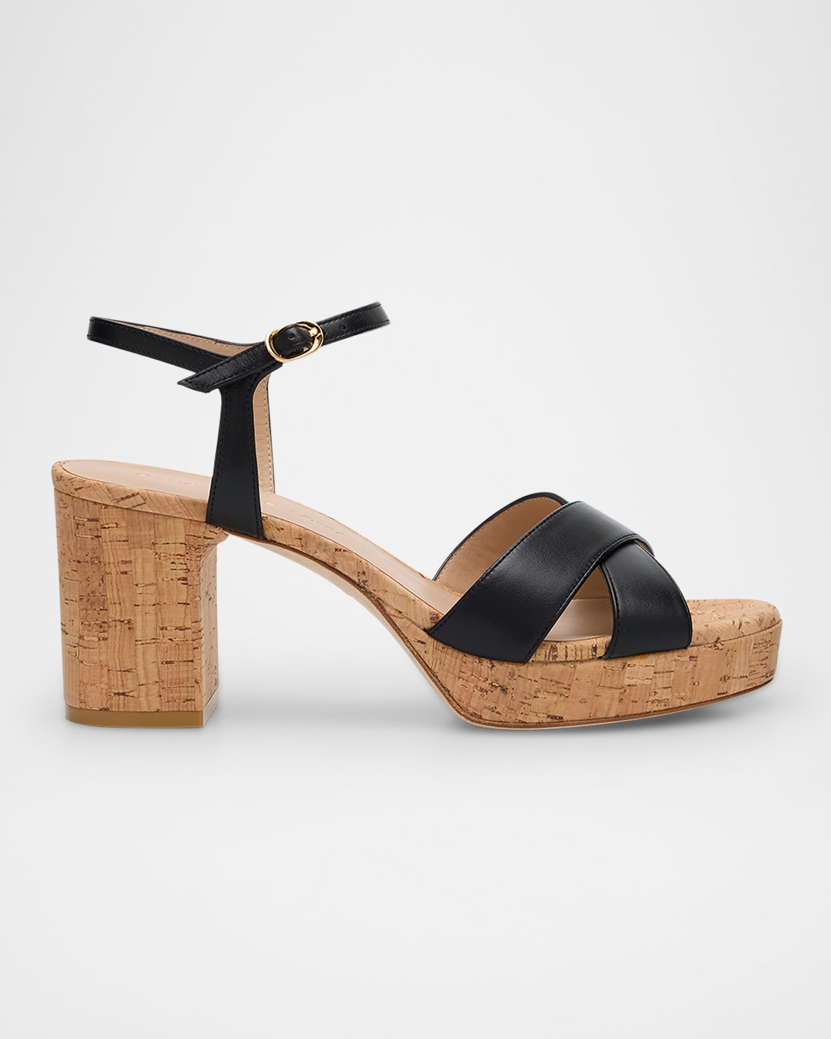 Stuart Weitzman Dayna Leather Crisscross Platform Sandals In Black