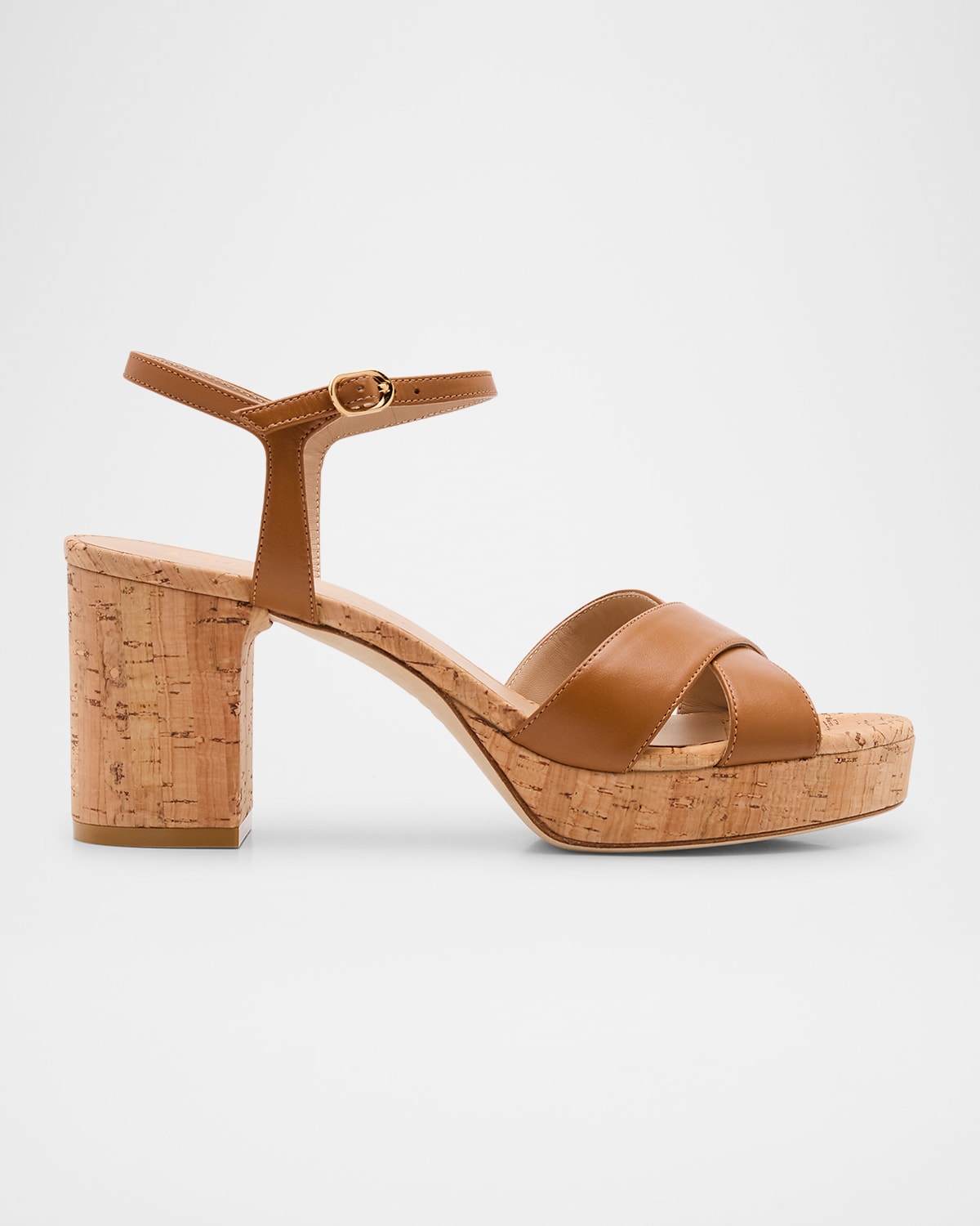 Stuart Weitzman Dayna Leather Crisscross Platform Sandals In Macchiato