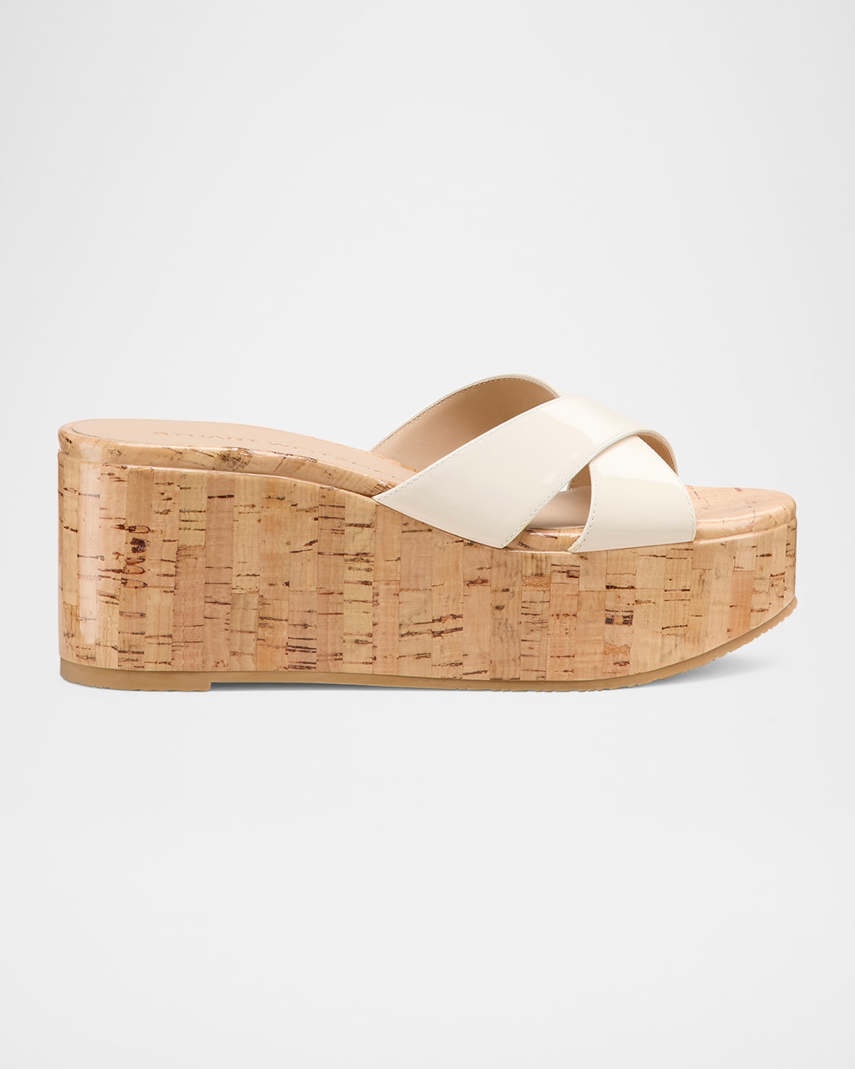 Stuart Weitzman Dayna Crisscross Wedge Platform Sandals In Cream