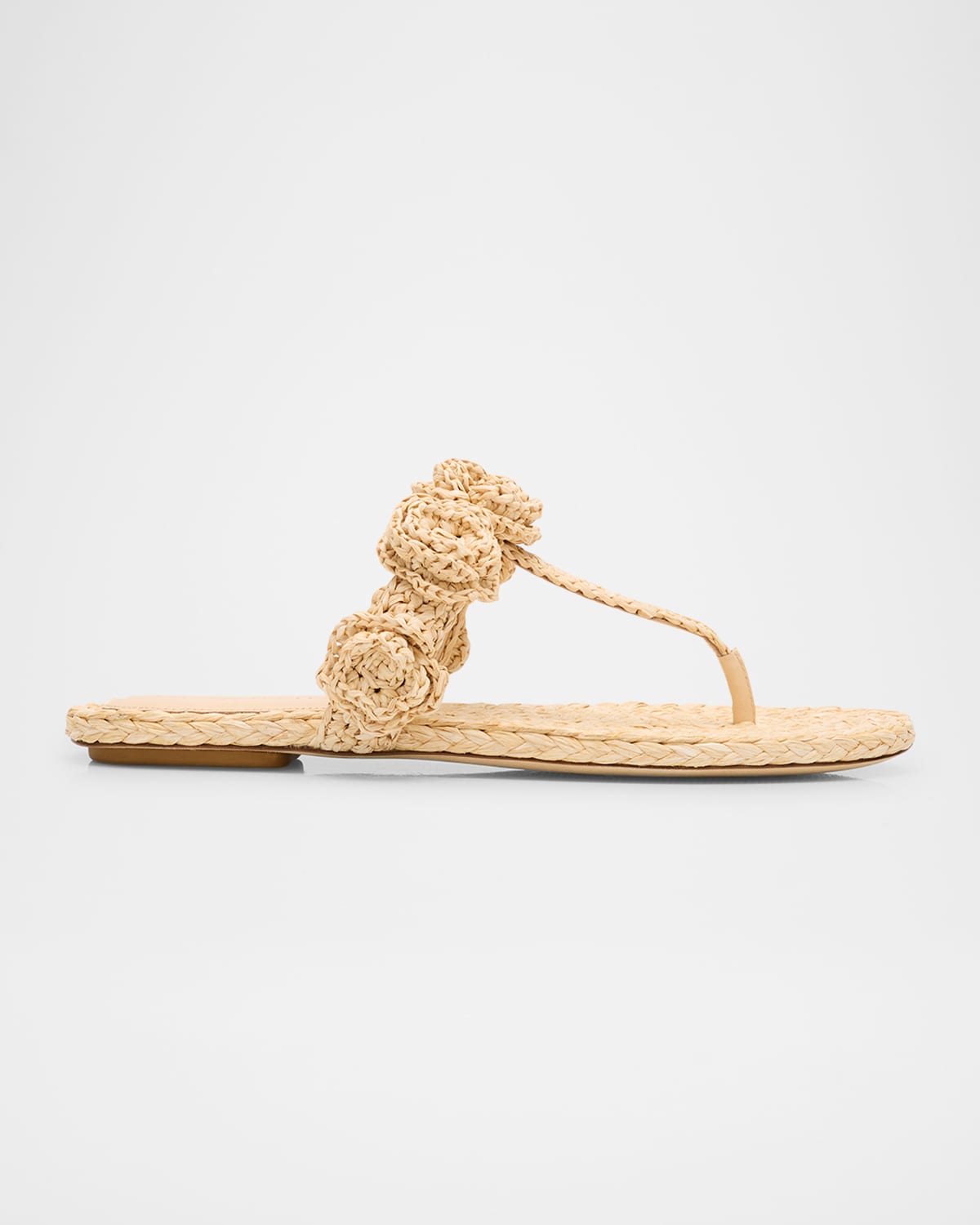 Stuart Weitzman Floral Braided Open Toe Flat Sandals In Natural