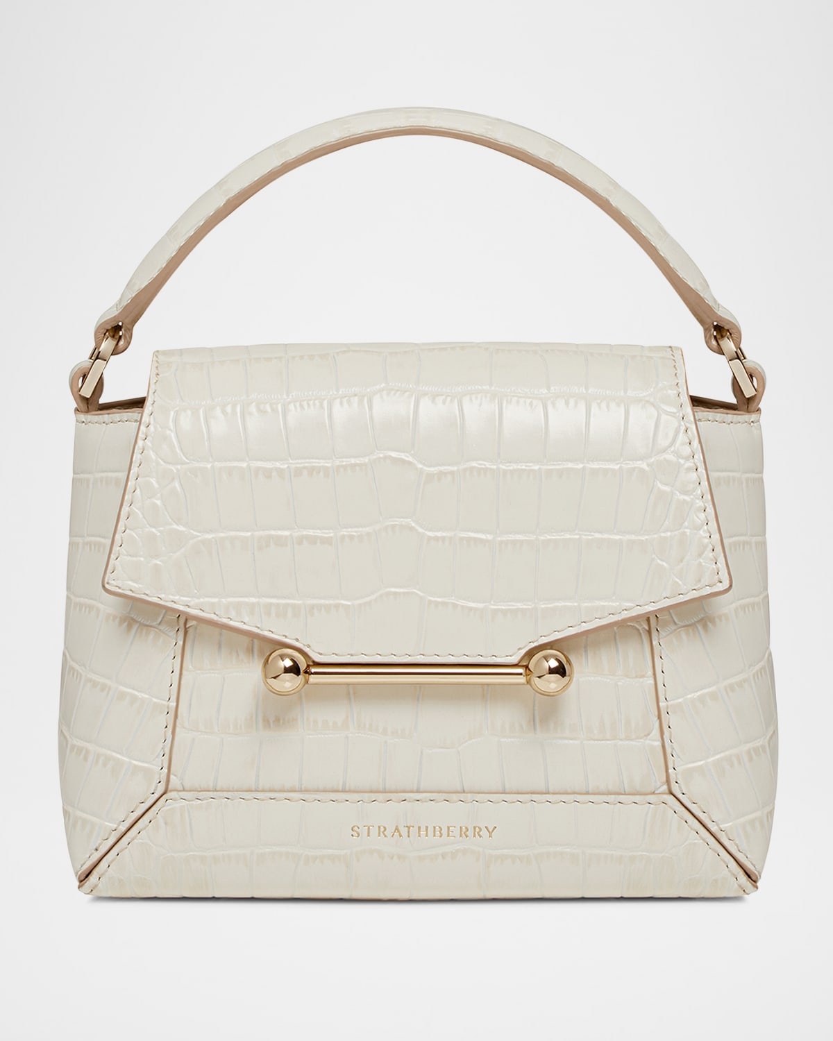 Mosaic Nano Croc Leather Top-Handle Bag