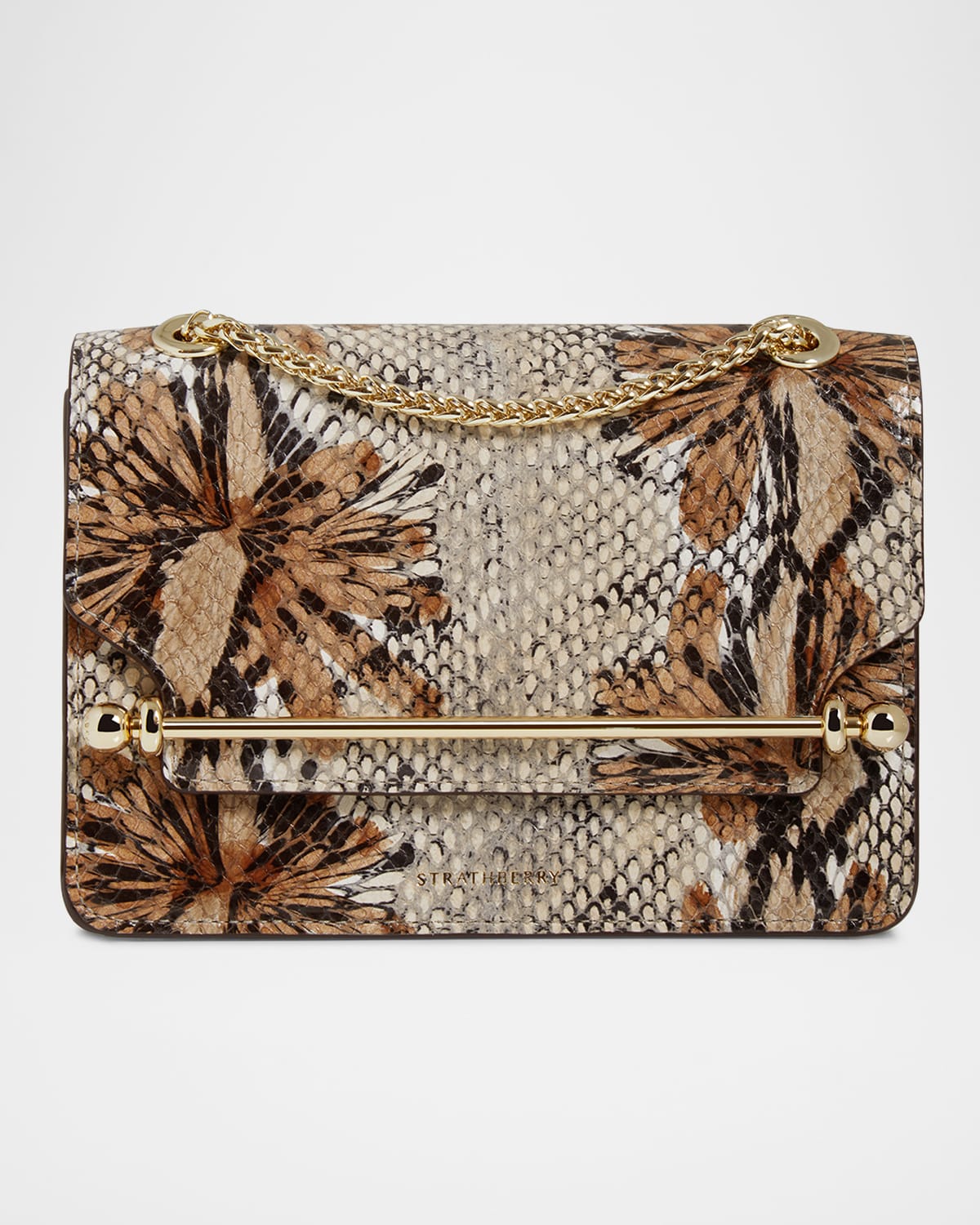 East-West Mini Snake-Embossed Leather Crossbody Bag