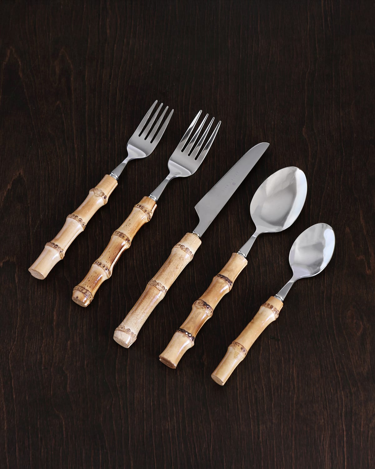 Beatriz Ball Vida Bamboo Stainless Flatware Ii, Set Of 5 In Silver