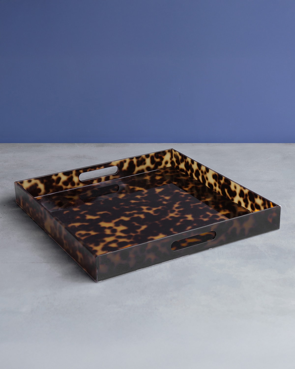 Beatriz Ball Vida Acrylic Tortoise Large Square Tray With Handles In Tortoise