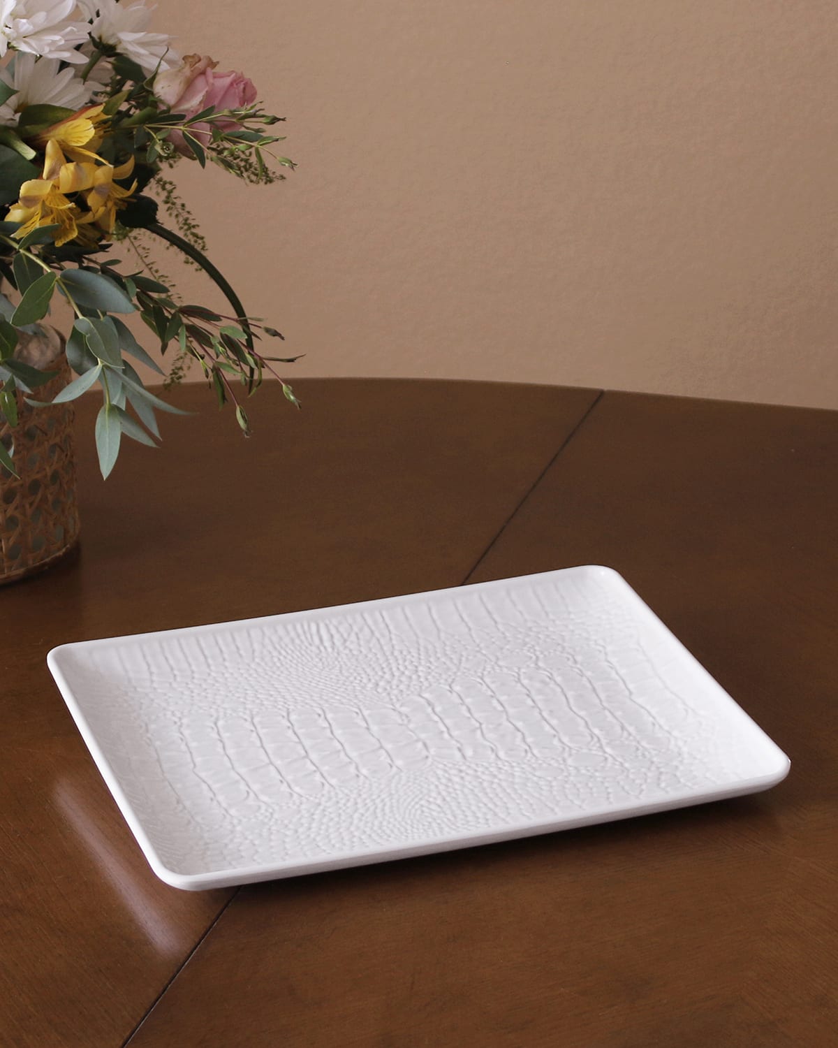 Beatriz Ball Vida Croc Medium Rectangular Tray In White
