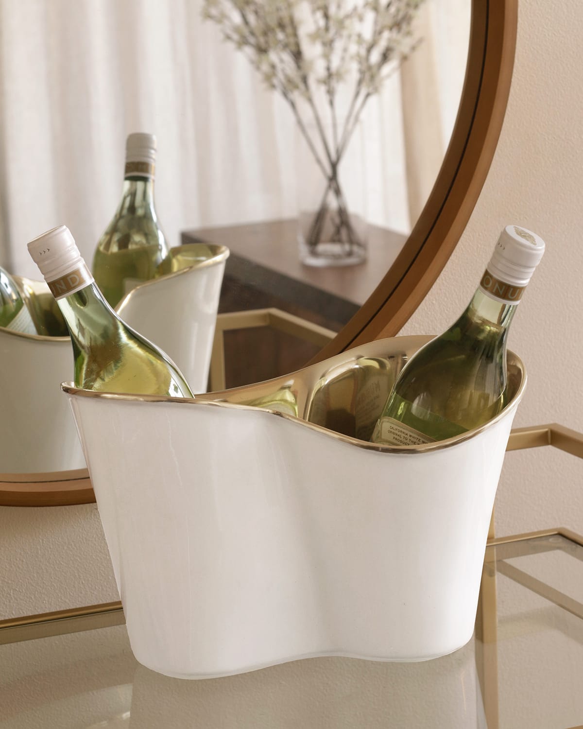 Beatriz Ball Thanni Double Ice Bucket In White/gold