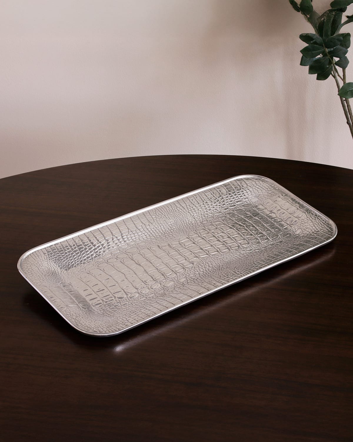 Beatriz Ball Pieles Croc Long Rectangular Tray In Silver