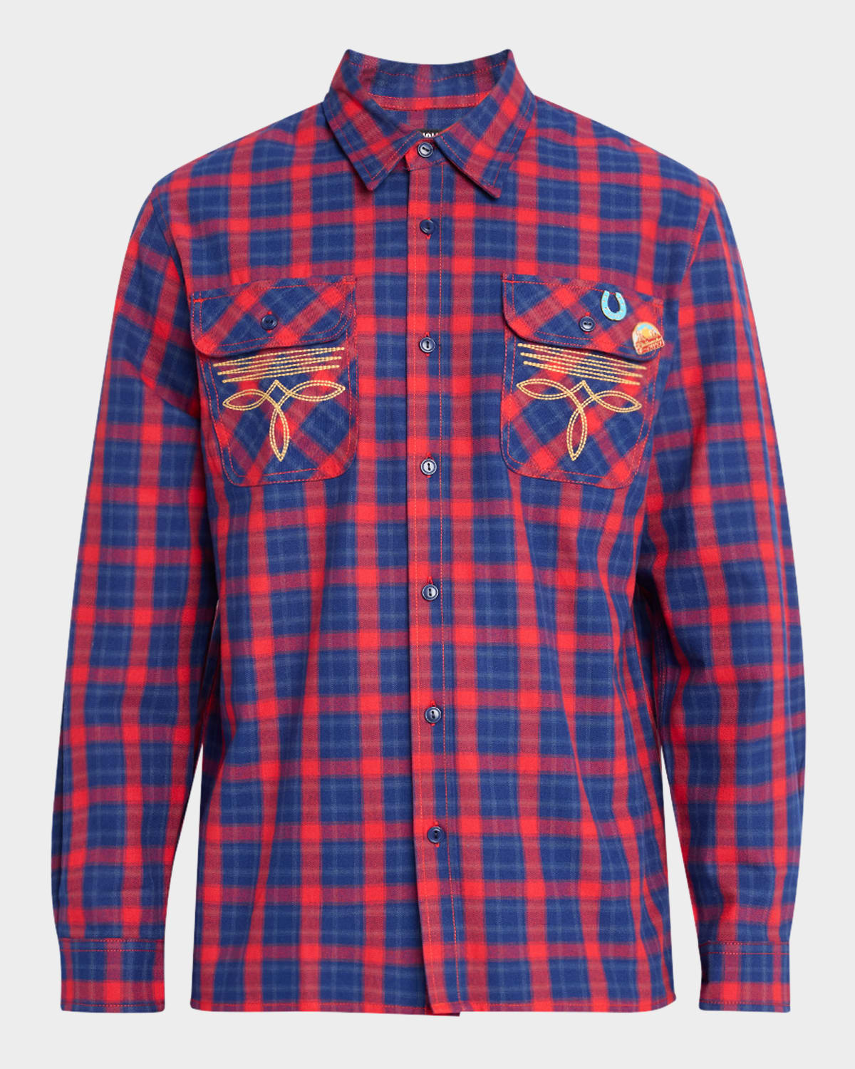 Men's Embroidered Flannel Sport Shirt