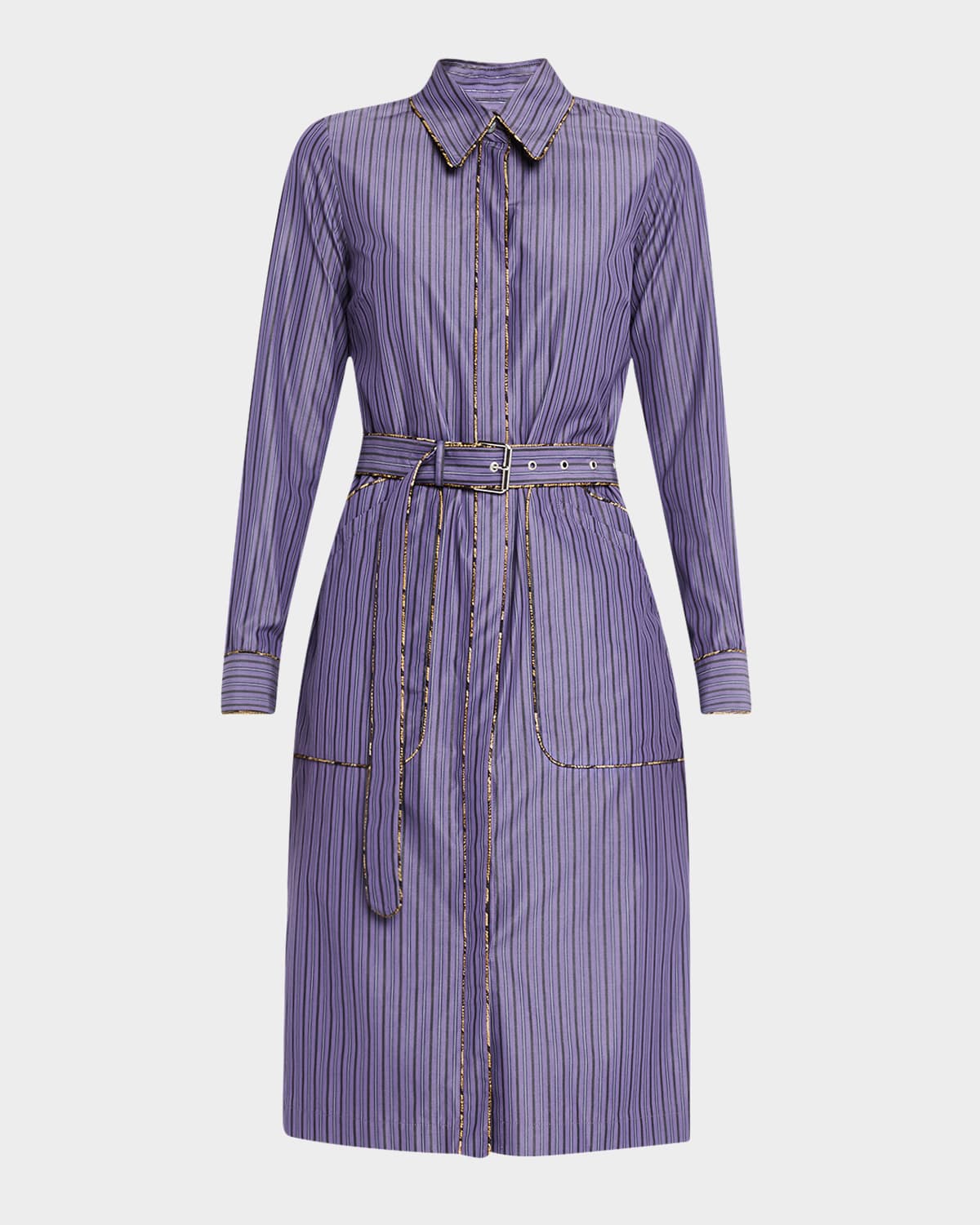 Dafari Striped Belted Midi Shirtdress