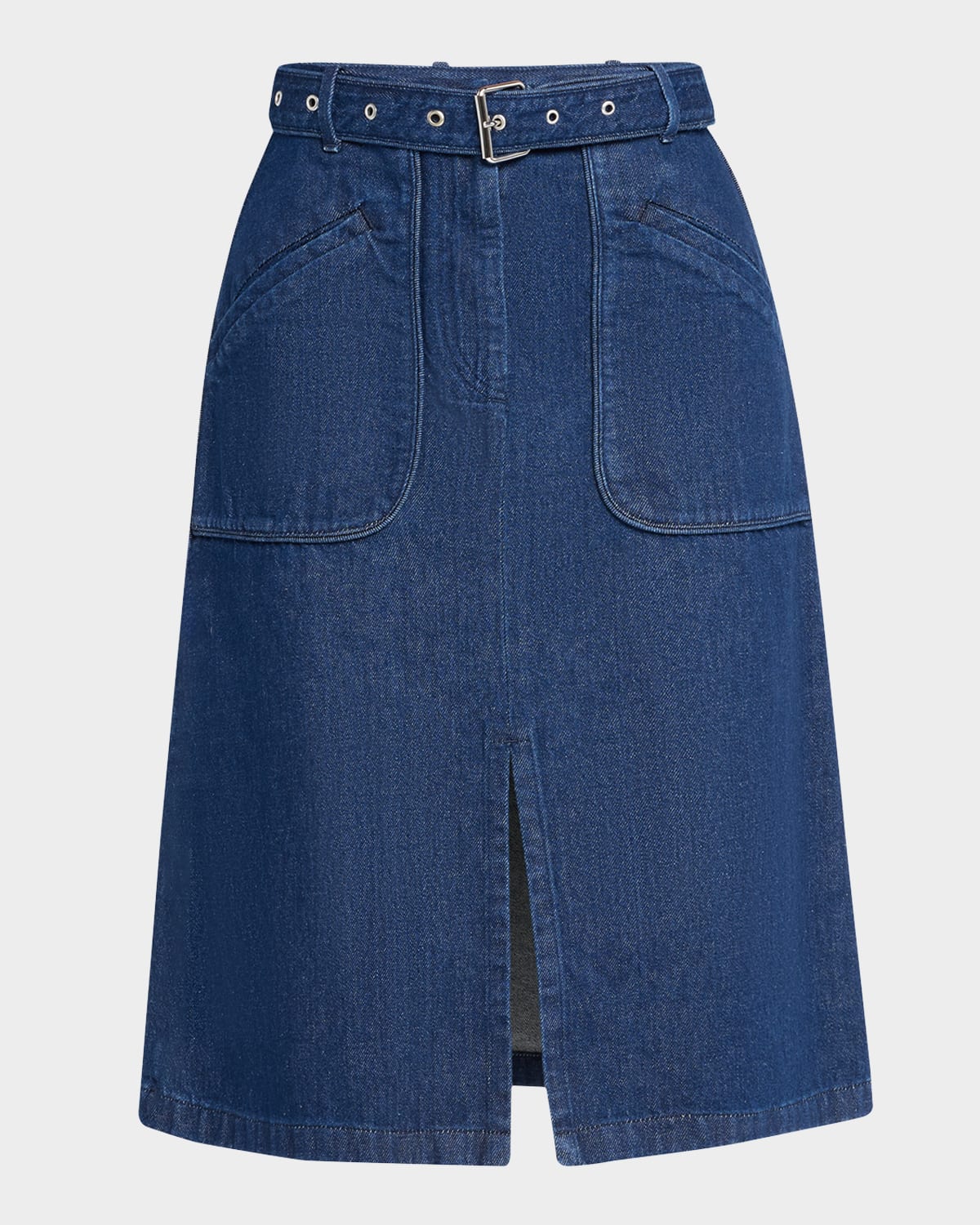 Shop Dries Van Noten Sheraz Belted Denim Skirt In Blue