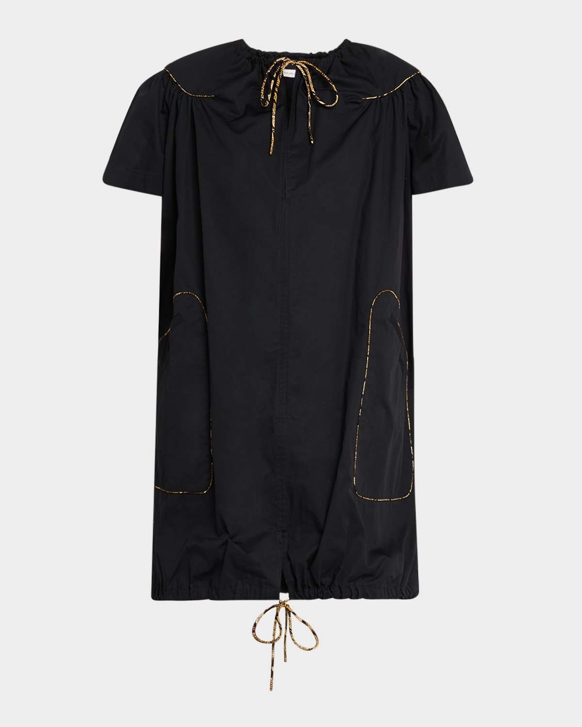 Shop Dries Van Noten Dattia Short-sleeve Mini Peasant Dress In Black