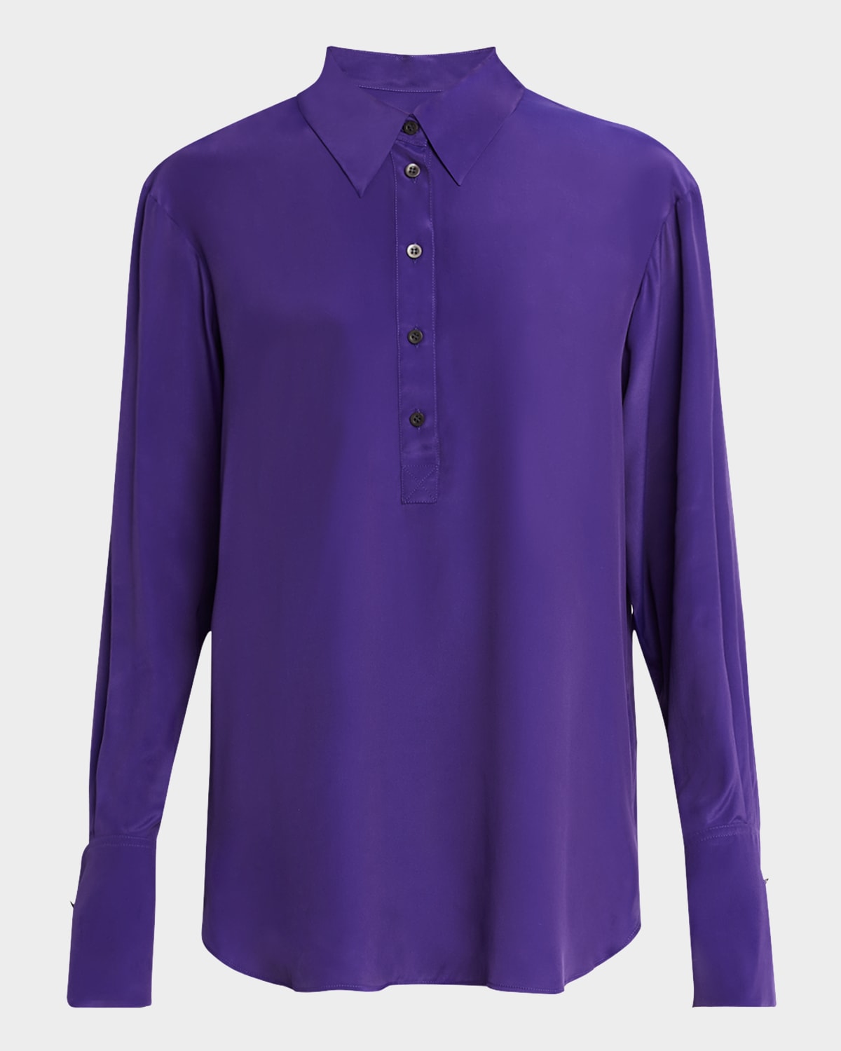 Shop Dries Van Noten Corsala Button Down Silk-blend Shirt In Purple