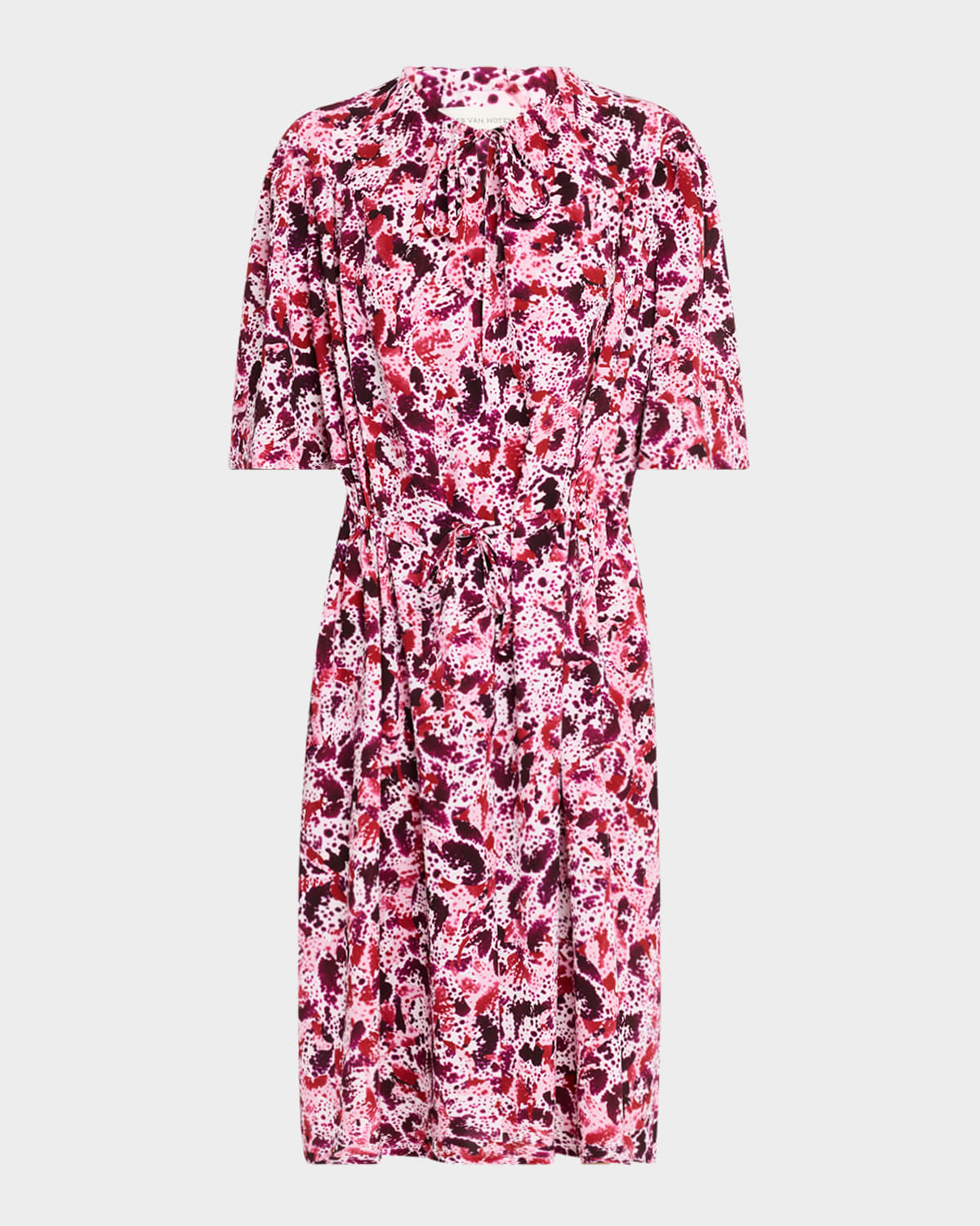 Dries Van Noten Daffie Short-sleeve Drawstring Dress In Fuchsia