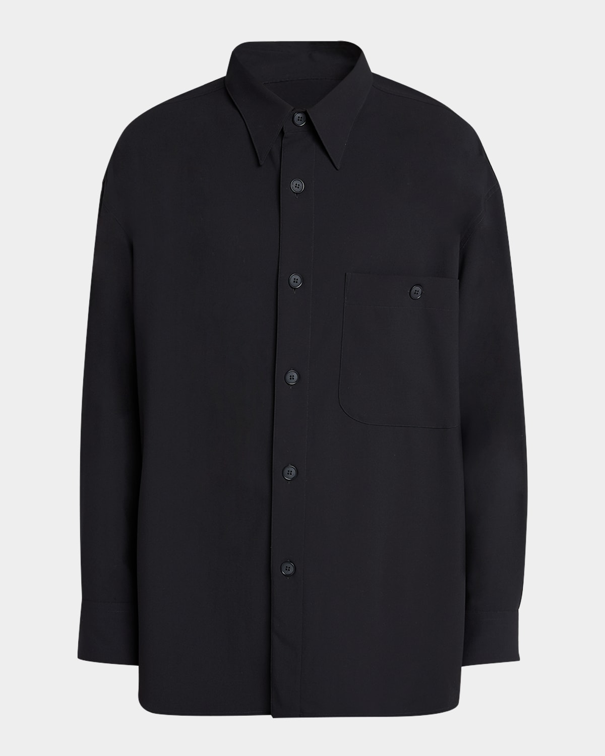 Giorgio Armani Long Sleeve Shirt In Navy Blue Cotton In Black