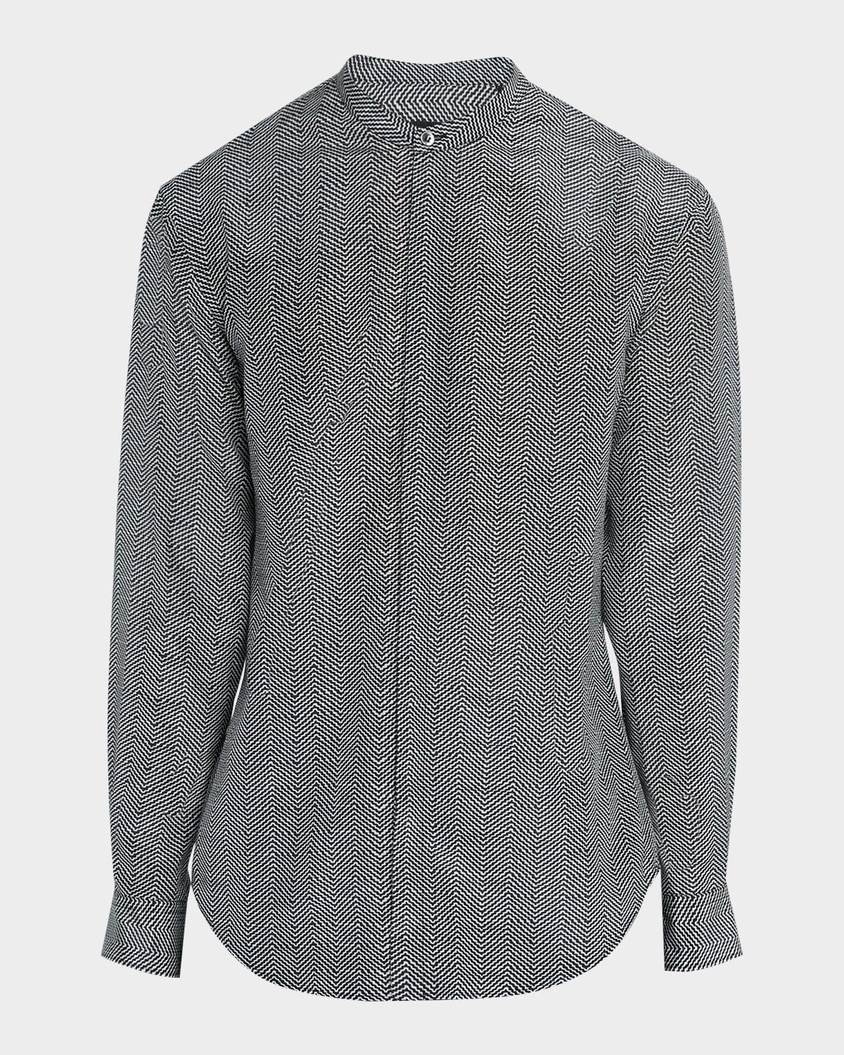 Giorgio Armani Men's Chevron Fantasy-print Sport Shirt In Black