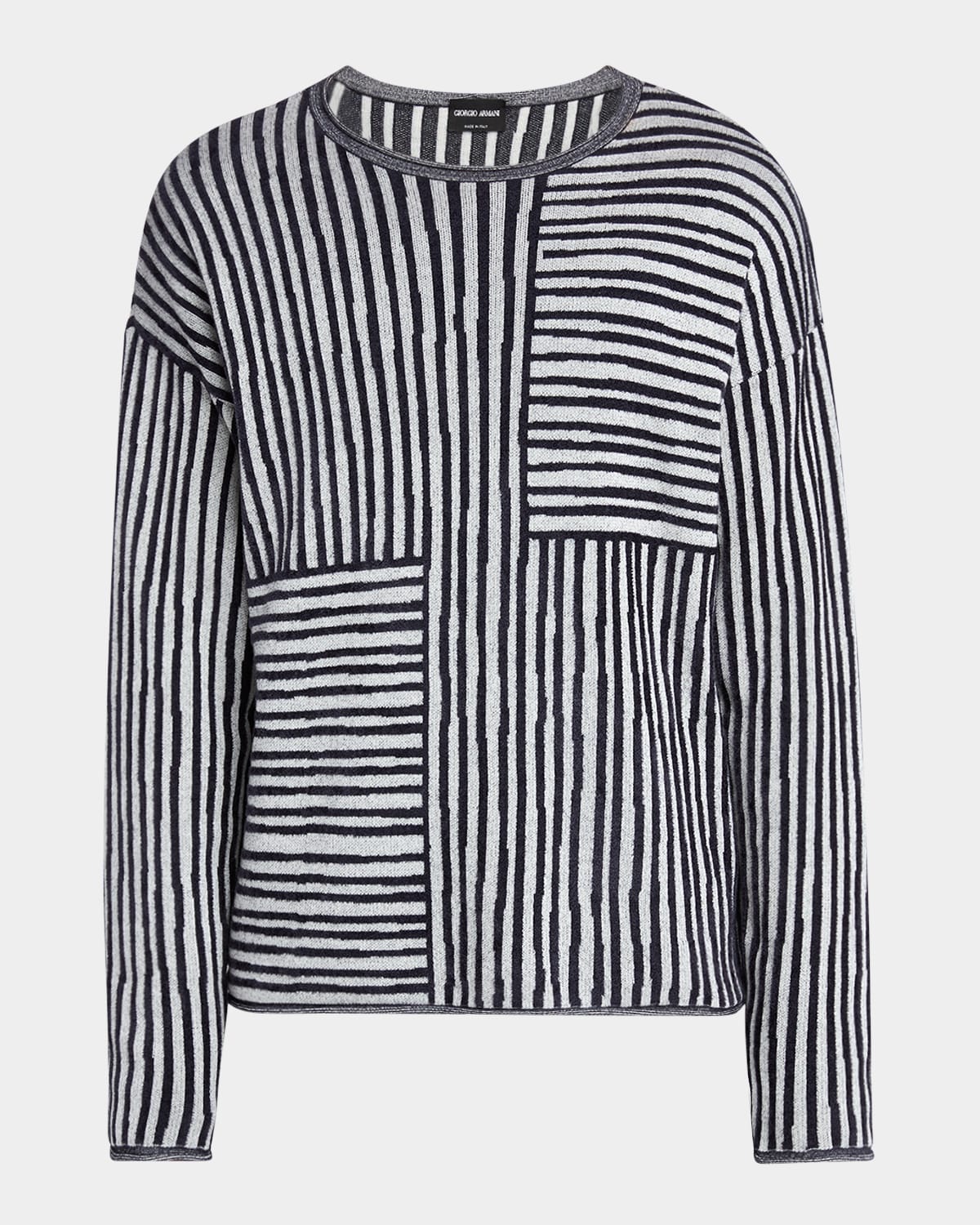 Men's Mixed Stripe Jacquard Crewneck Sweater
