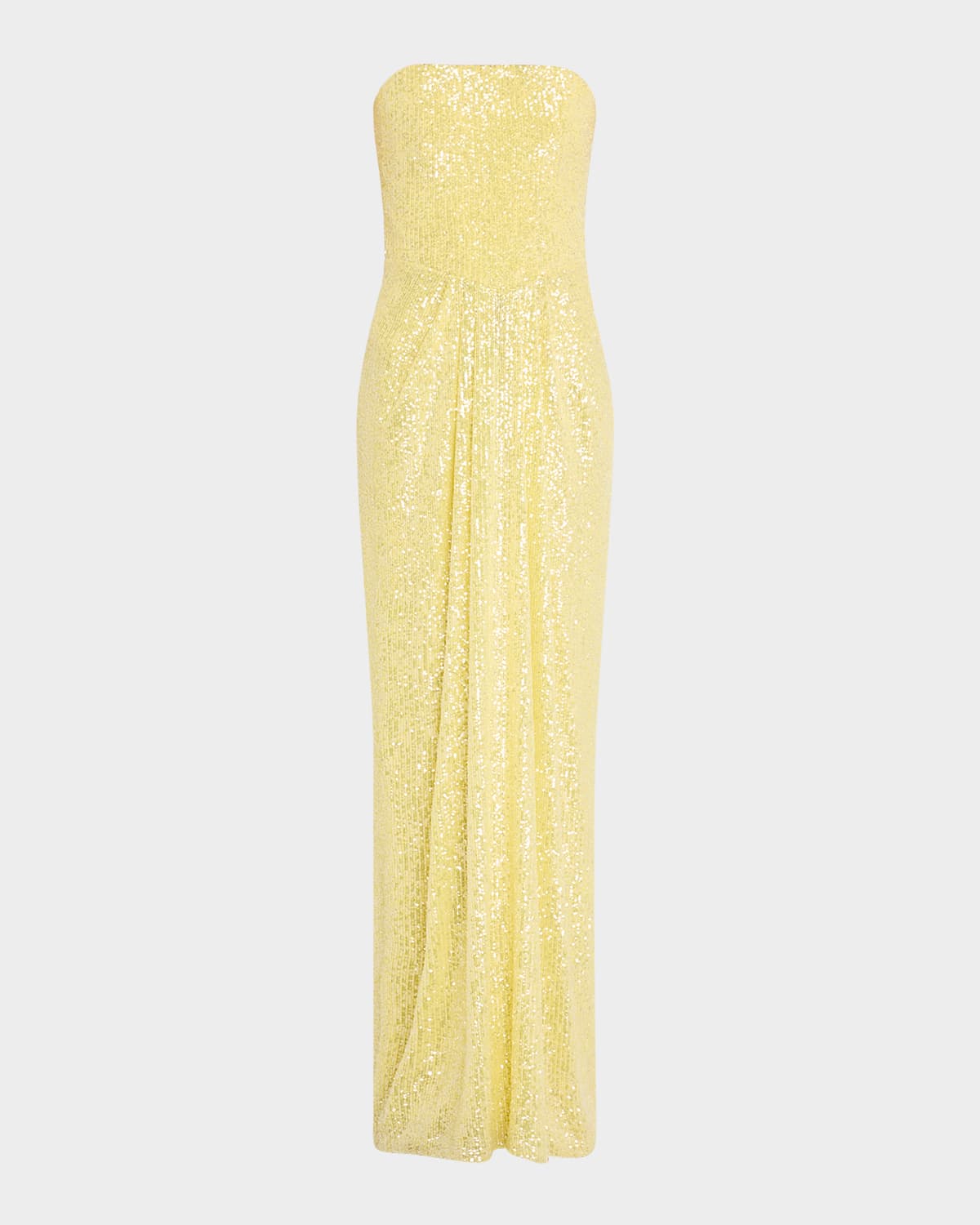 Sequined Long Strapless Stretch Gown