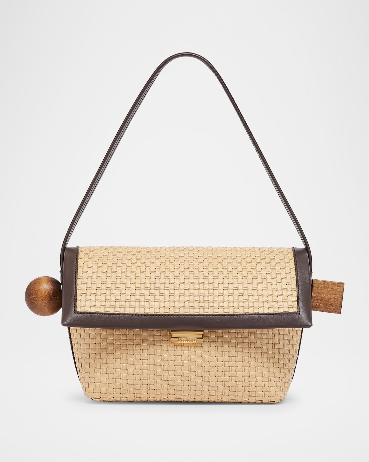 Jacquemus Le Rond Geometric Raffia Shoulder Bag In Le Rond Carre Raffia