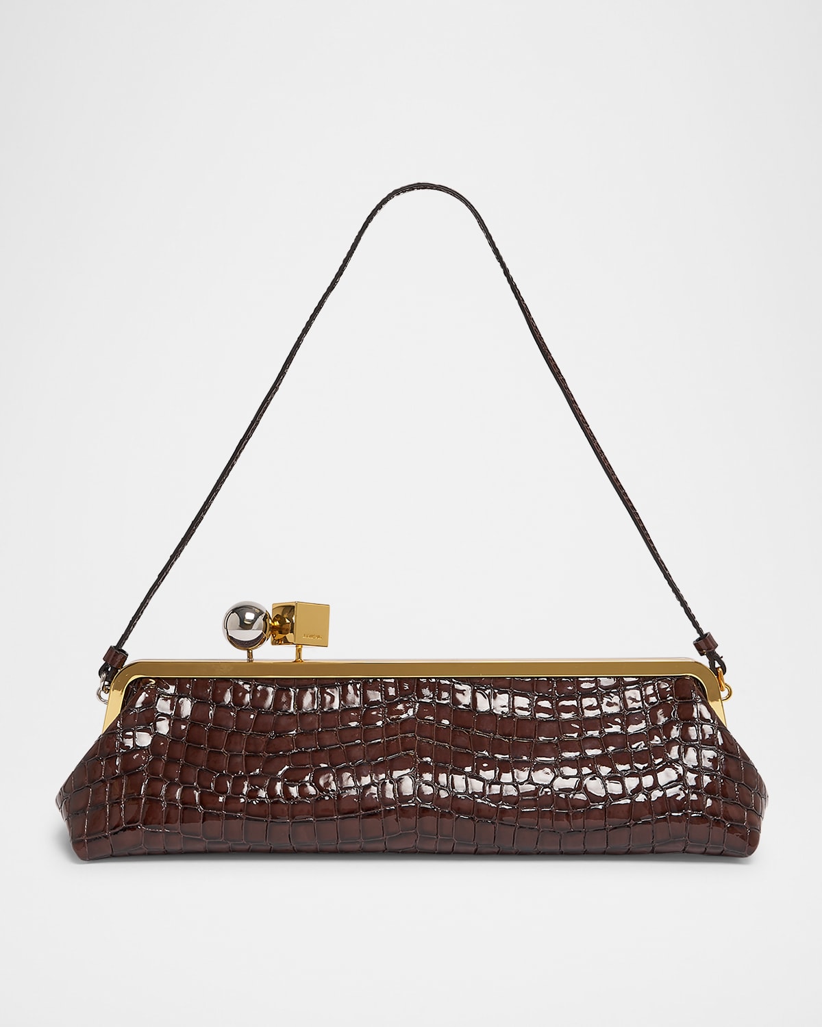 Jacquemus La Pochette Salon Patent Croc-embossed Shoulder Bag In La Pochette Salon