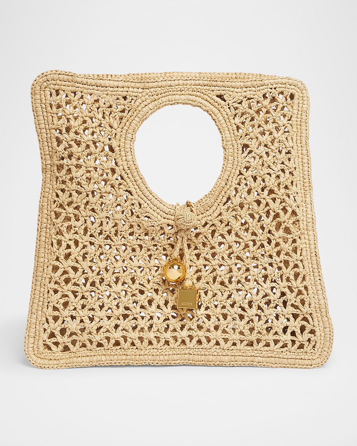 Jacquemus The Small Square Beach Raffia Handbag In Natural
