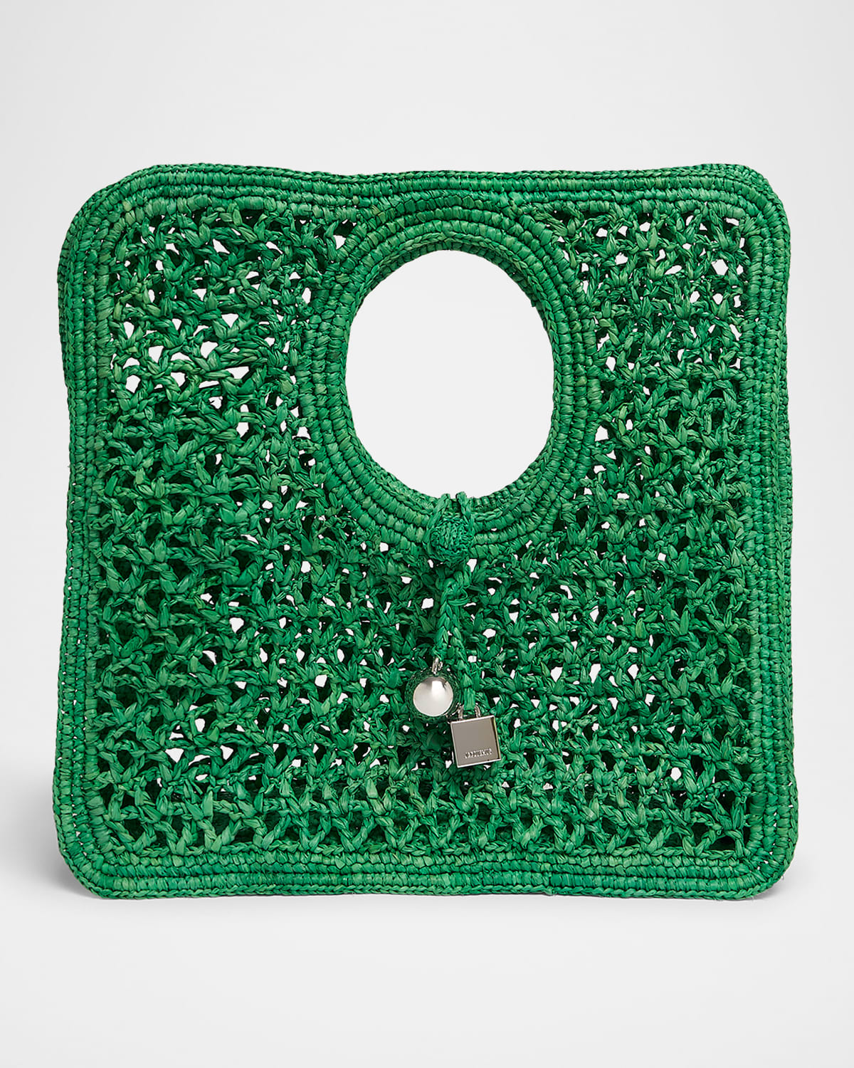 Jacquemus Le Petit Carre Spiaggia Raffia Tote Bag In Green