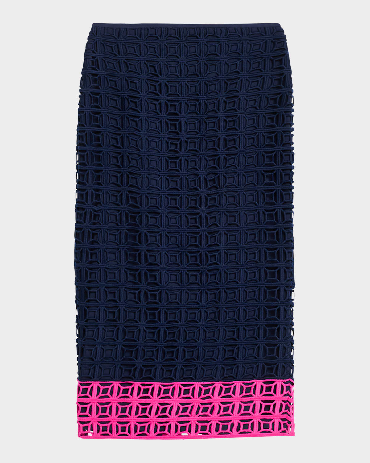 Trina Turk Dita 2 Colorblock Lace Midi Pencil Skirt In Indigopetal Pink