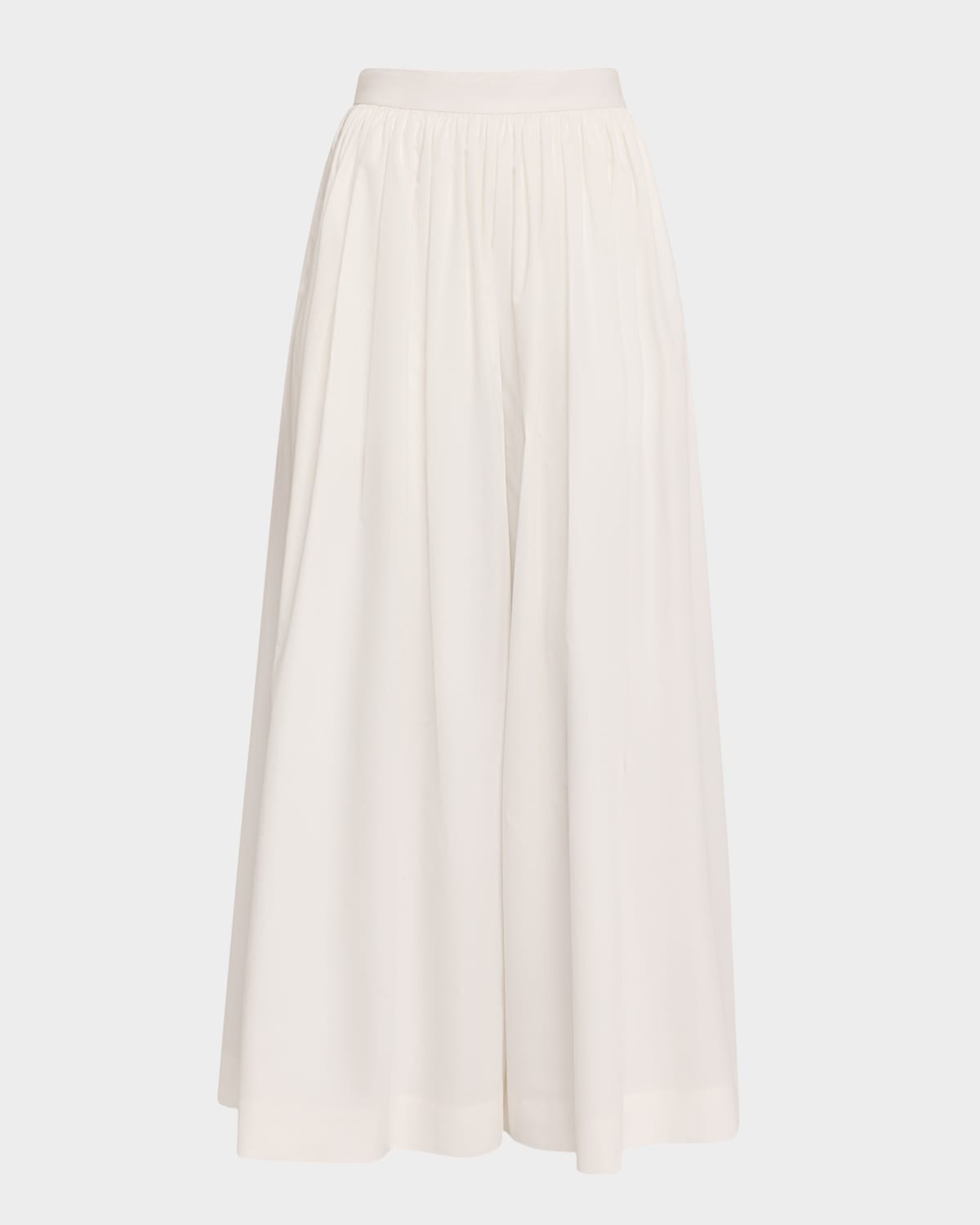 Renzo Pleated Cotton Poplin Sateen Wide-Leg Skirt Pants