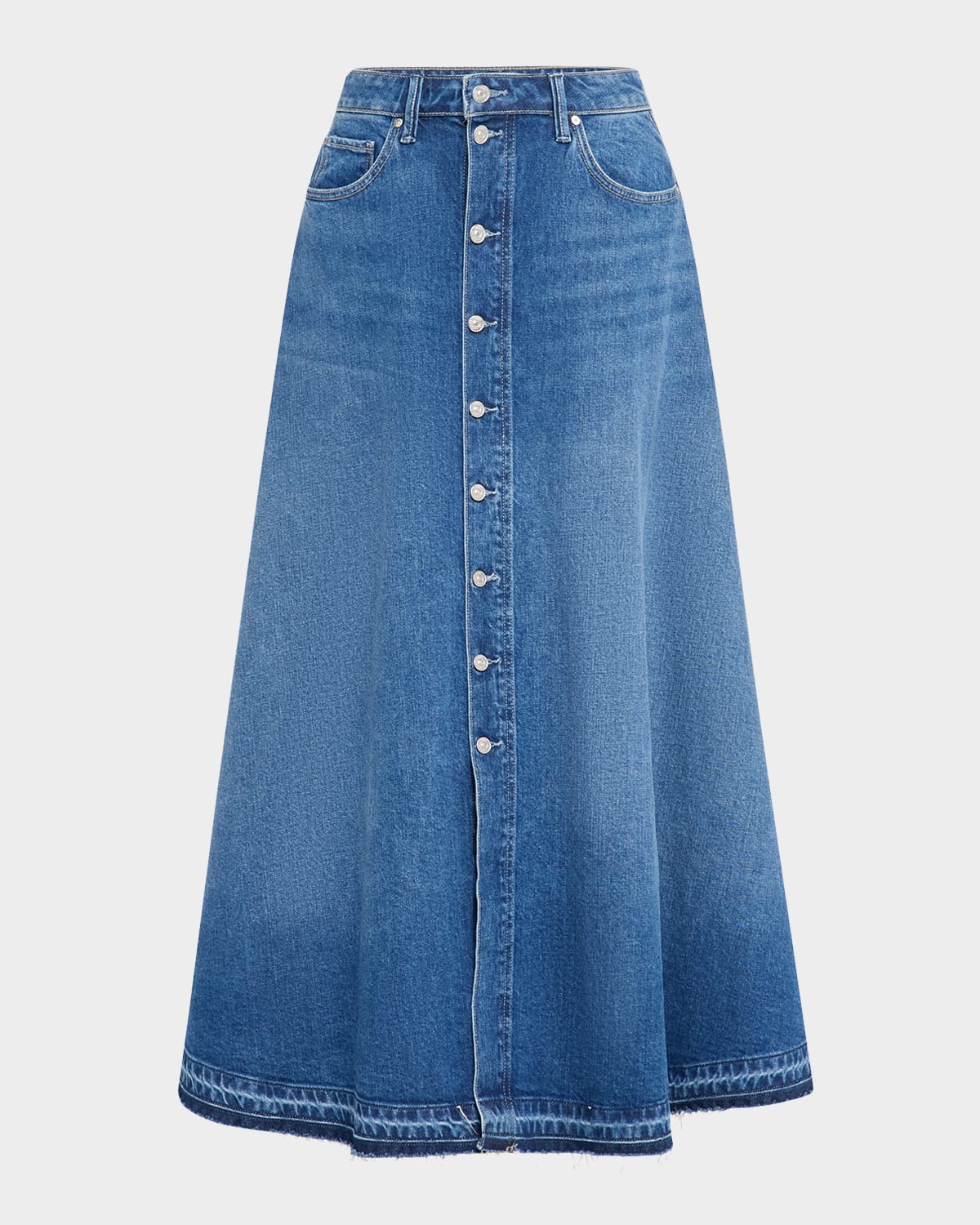 PAIGE MAREN DENIM BUTTON-FRONT SKIRT 