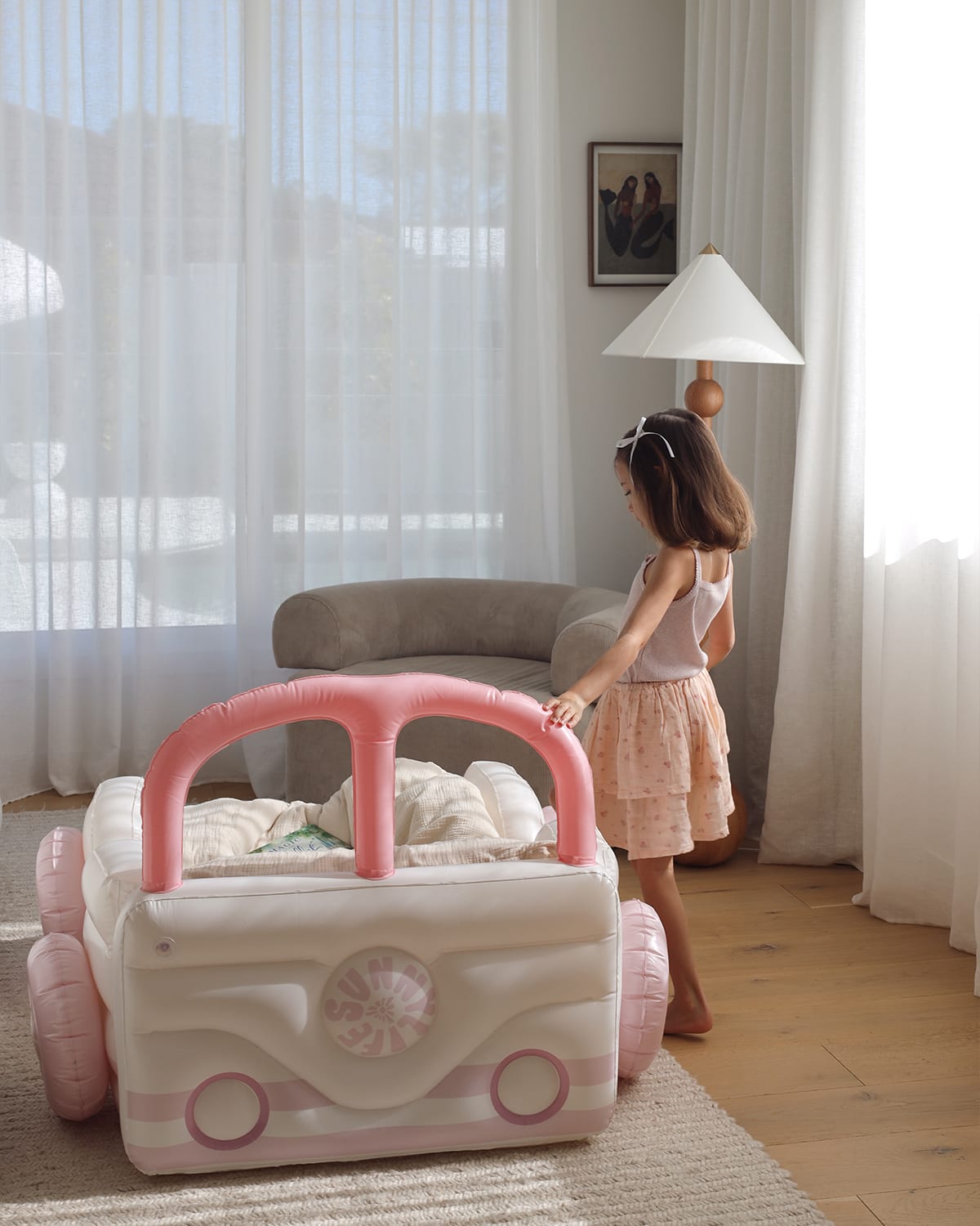 Sunnylife Kid's Summer Van Inflatable Sleepover Bed In Candy