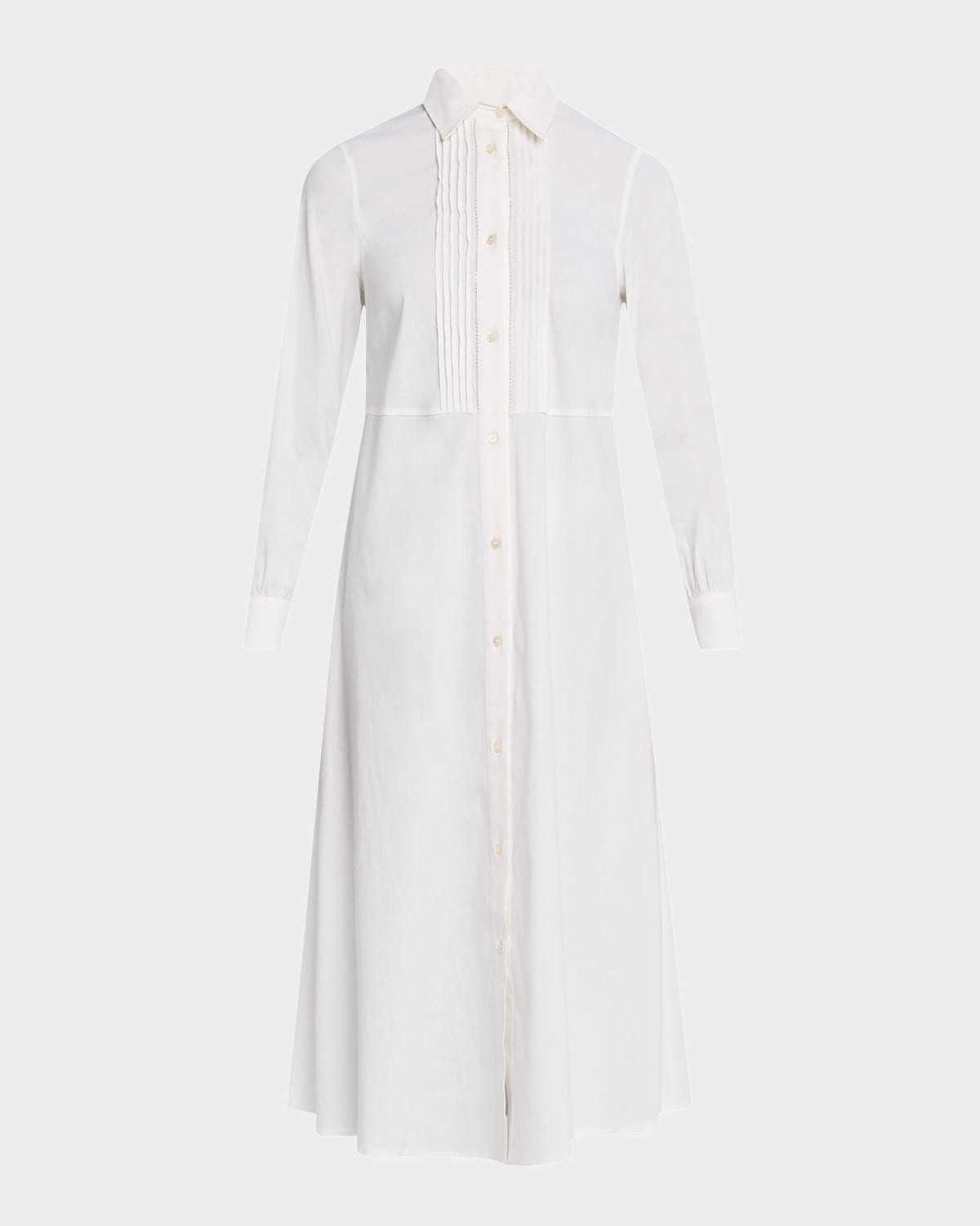 FABIANA FILIPPI PINTUCK STRETCH LINEN-VISCOSE MIDI SHIRTDRESS 