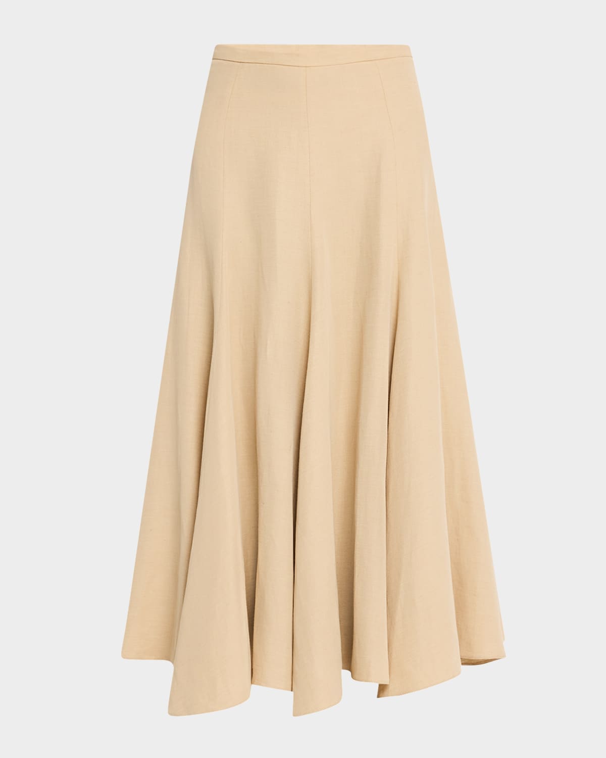 Shop Fabiana Filippi Flared Viscose-linen Midi Skirt In Sabbia