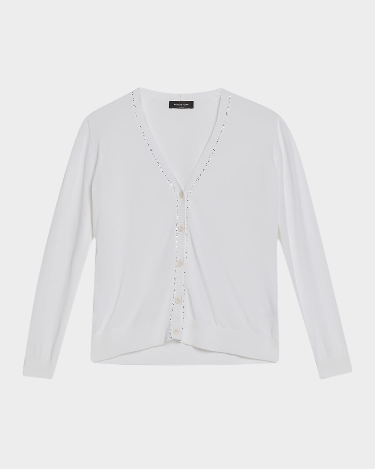 Fabiana Filippi Oversized Sequin-trim Cotton Cardigan In Bianco Ottico