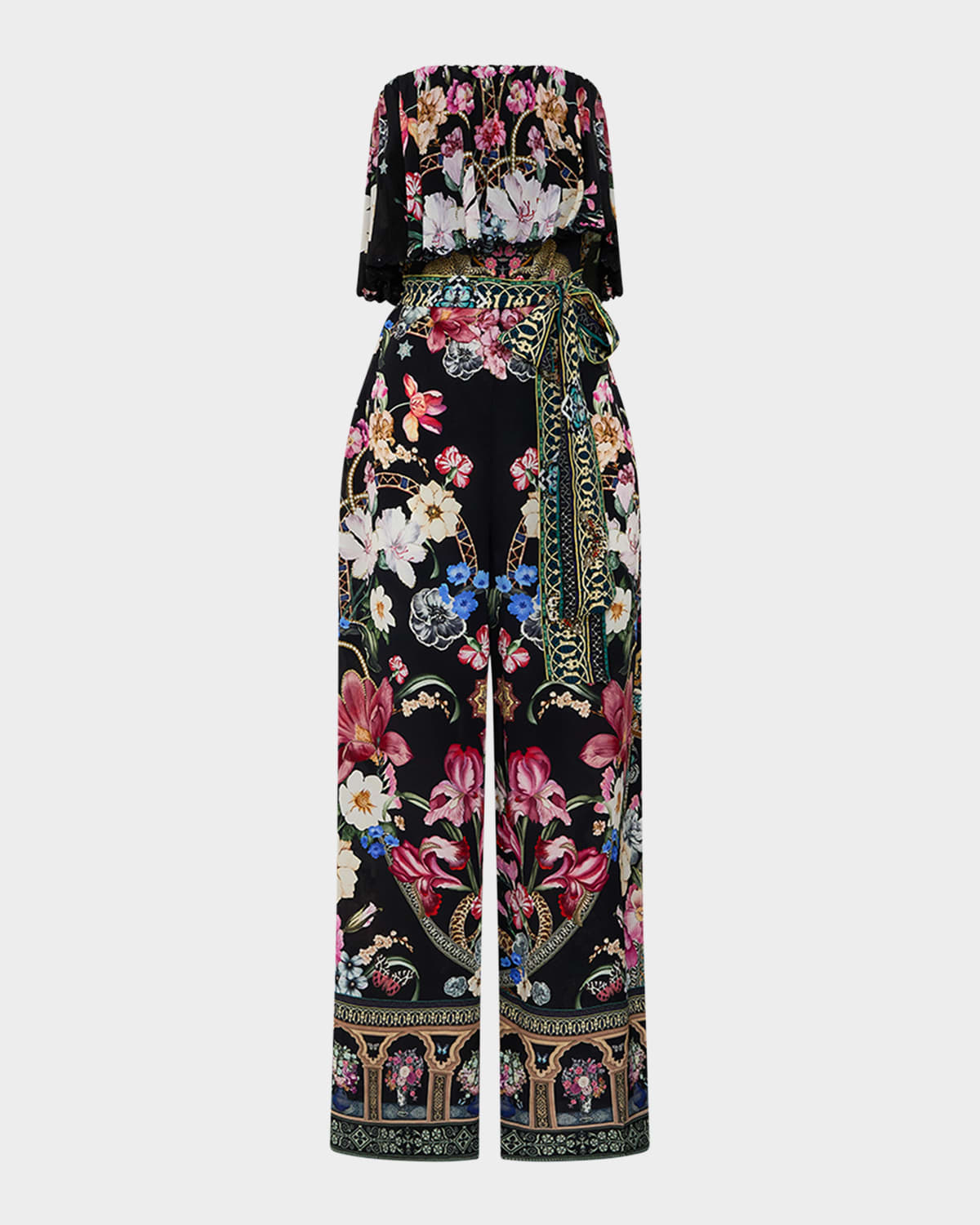 Midnight in Monserrate Strapless Frill Jumpsuit