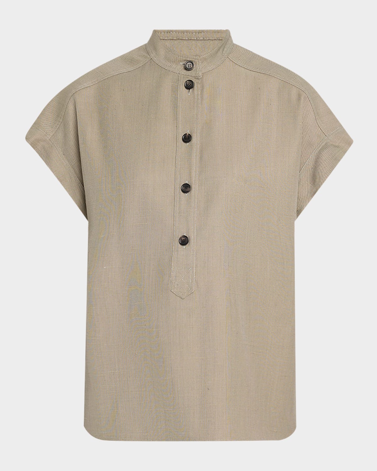 Loro Piana Elody Cap-sleeve Silk-wool Shirt In Aniseed