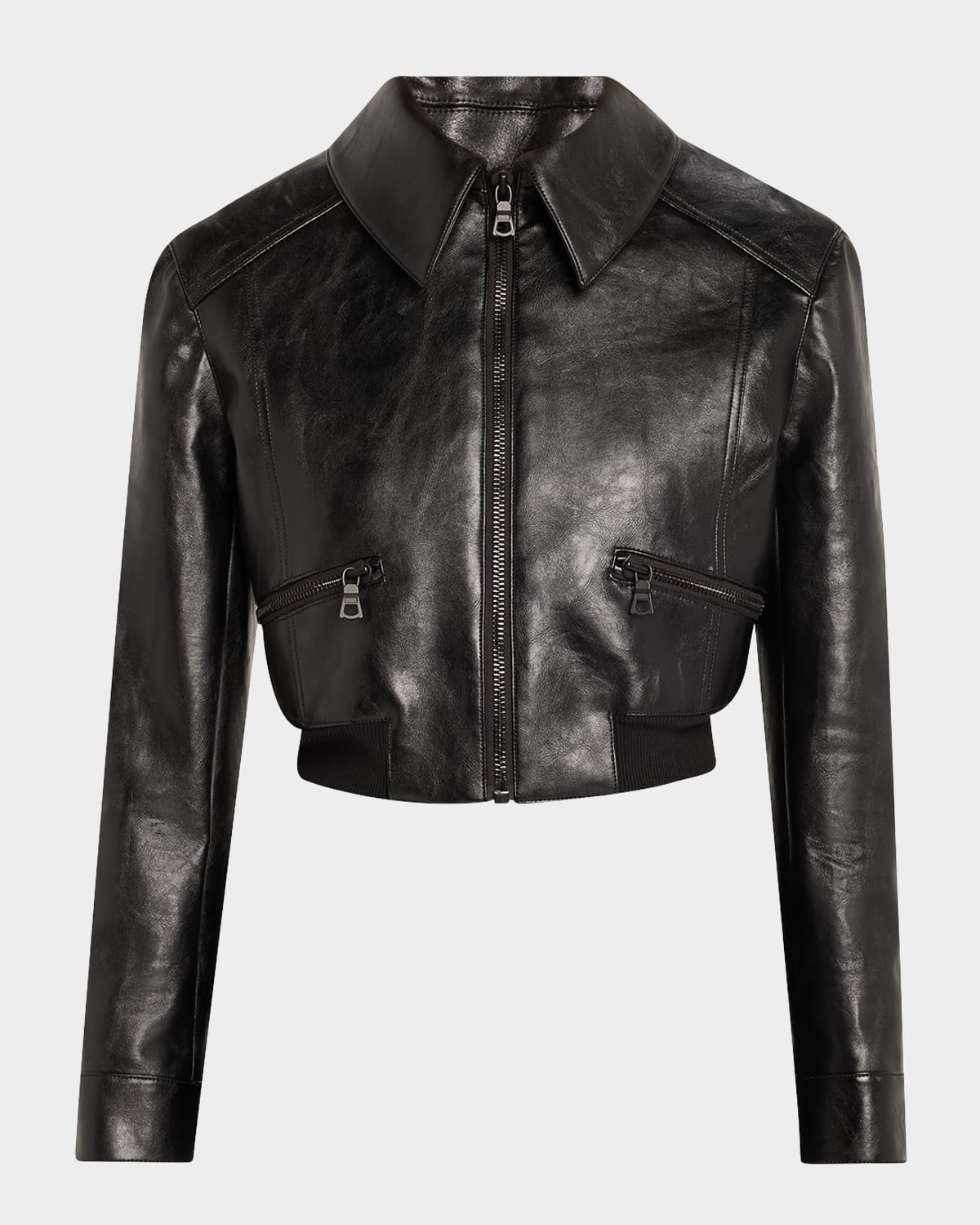 Shop Alice And Olivia Hyde Cropped Vegan Leather Jacket In Hyde Cropped Vgn Lthr Jacket