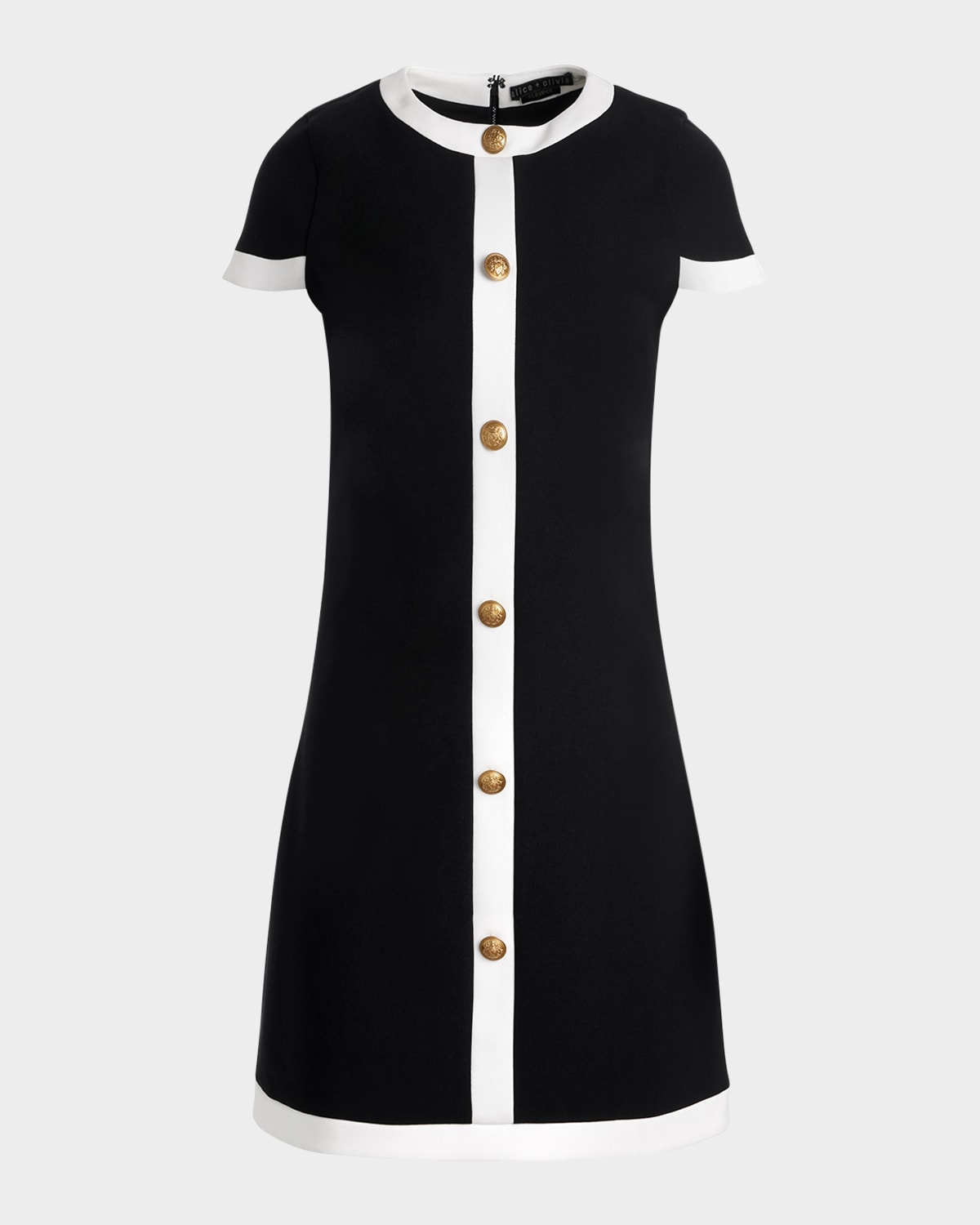 ALICE AND OLIVIA COLEY BUTTON-FRONT MINI DRESS 