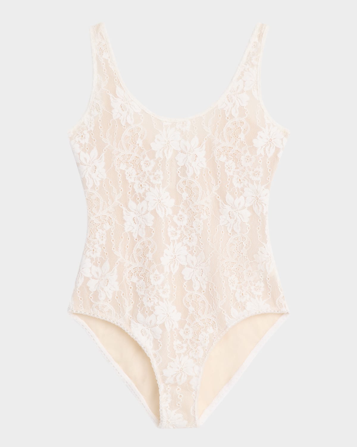 Zimmermann Scoop-neck Lace Bodysuit In Cream