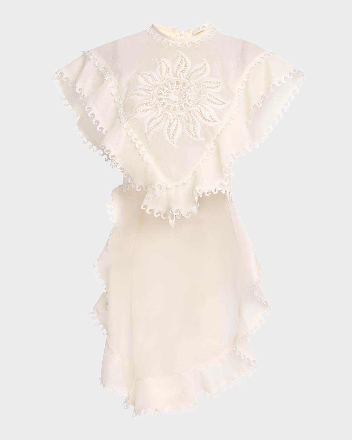 Zimmermann Balance Embroidered Waterfall Top In Ivory