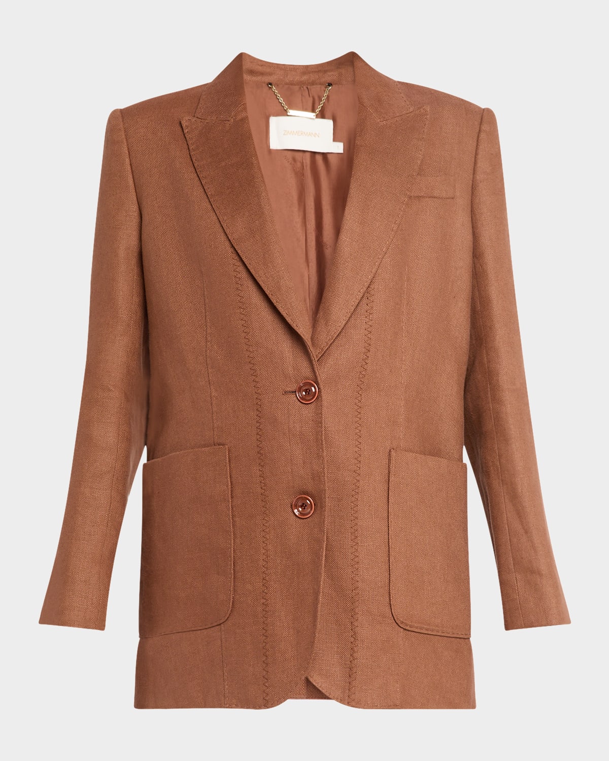 Zimmermann Illuminate Linen Blazer In Rust