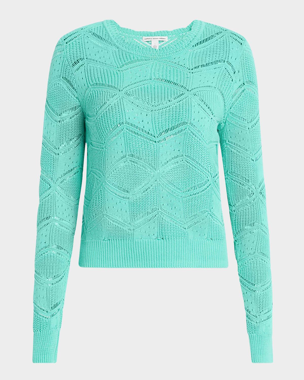 AUTUMN CASHMERE MIXED STITCH COTTON CREWNECK SWEATER 