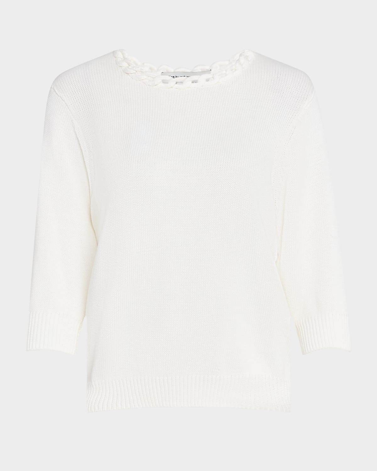 AUTUMN CASHMERE CROCHET-TRIM COTTON CREWNECK SWEATER 