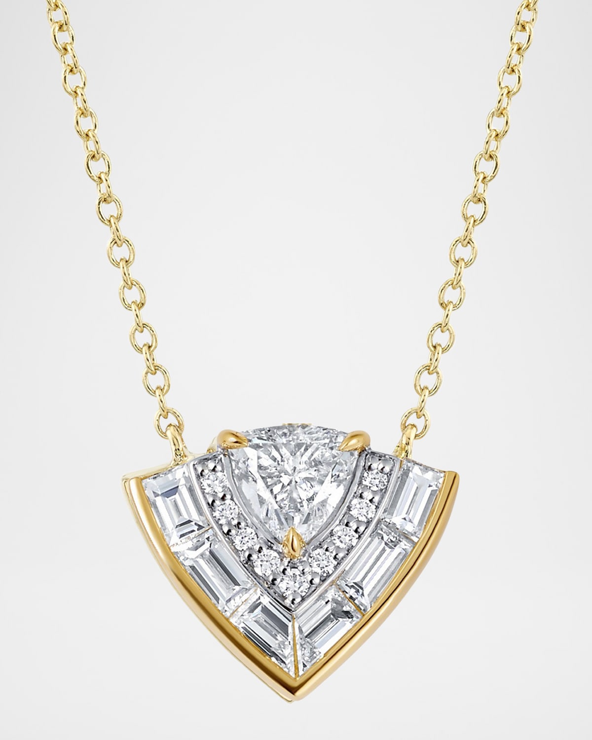 18K Yellow and White Gold Tiered Diamond Necklace, 16"L