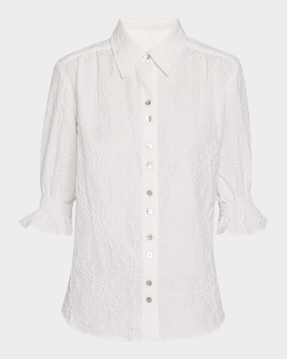 Sirena Elbow-Sleeve Textured Jacquard Shirt